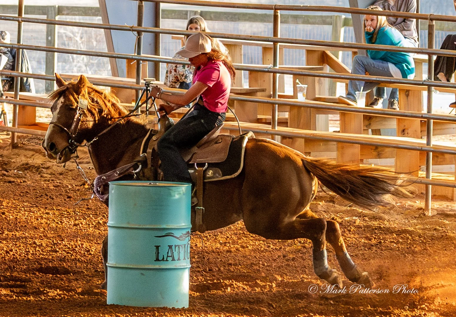 January 4, 2026, a barrel racing team competing at Latigo Farm in Landrum. #18432