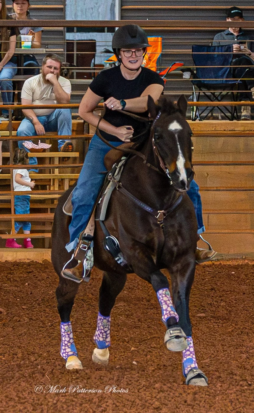March 1, 2026, a barrel racing team competing at Latigo Farm in Landrum, SC. #25075