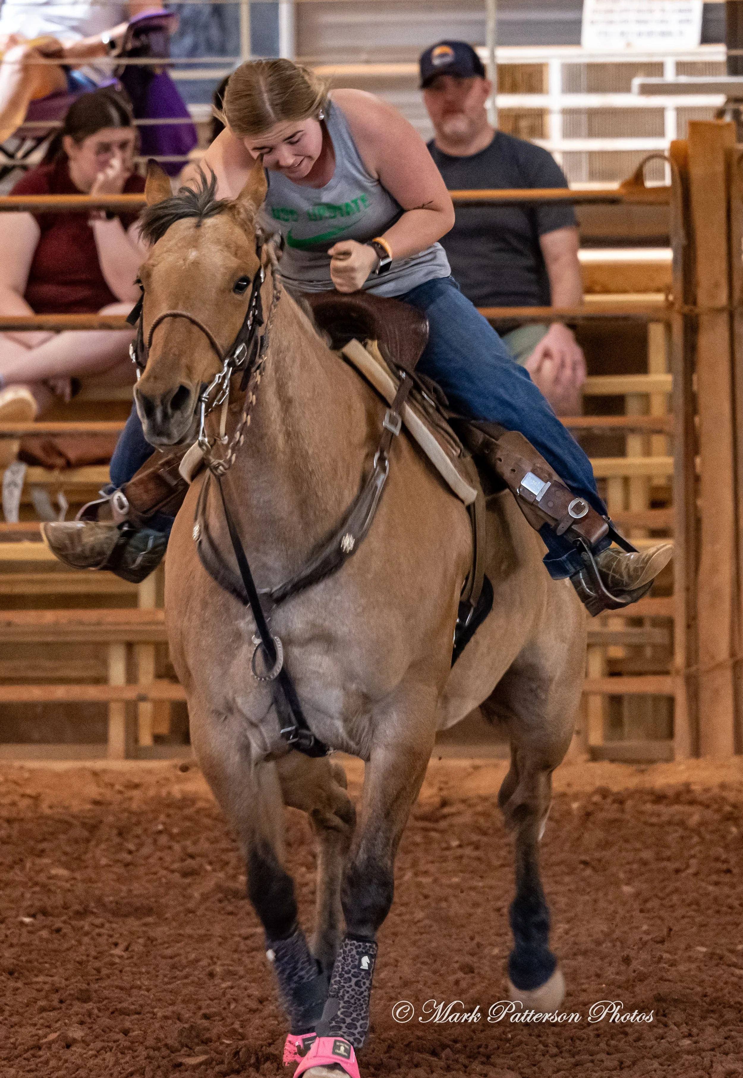 April 11, 2026, a barrel racing team competing at Latigo Farm in Landrum, SC. #3184