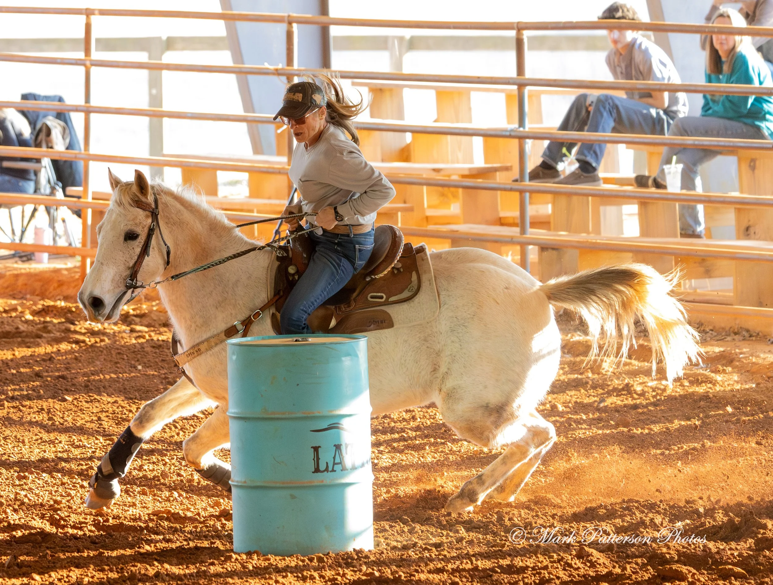 January 4, 2026, a barrel racing team competing at Latigo Farm in Landrum. #17792