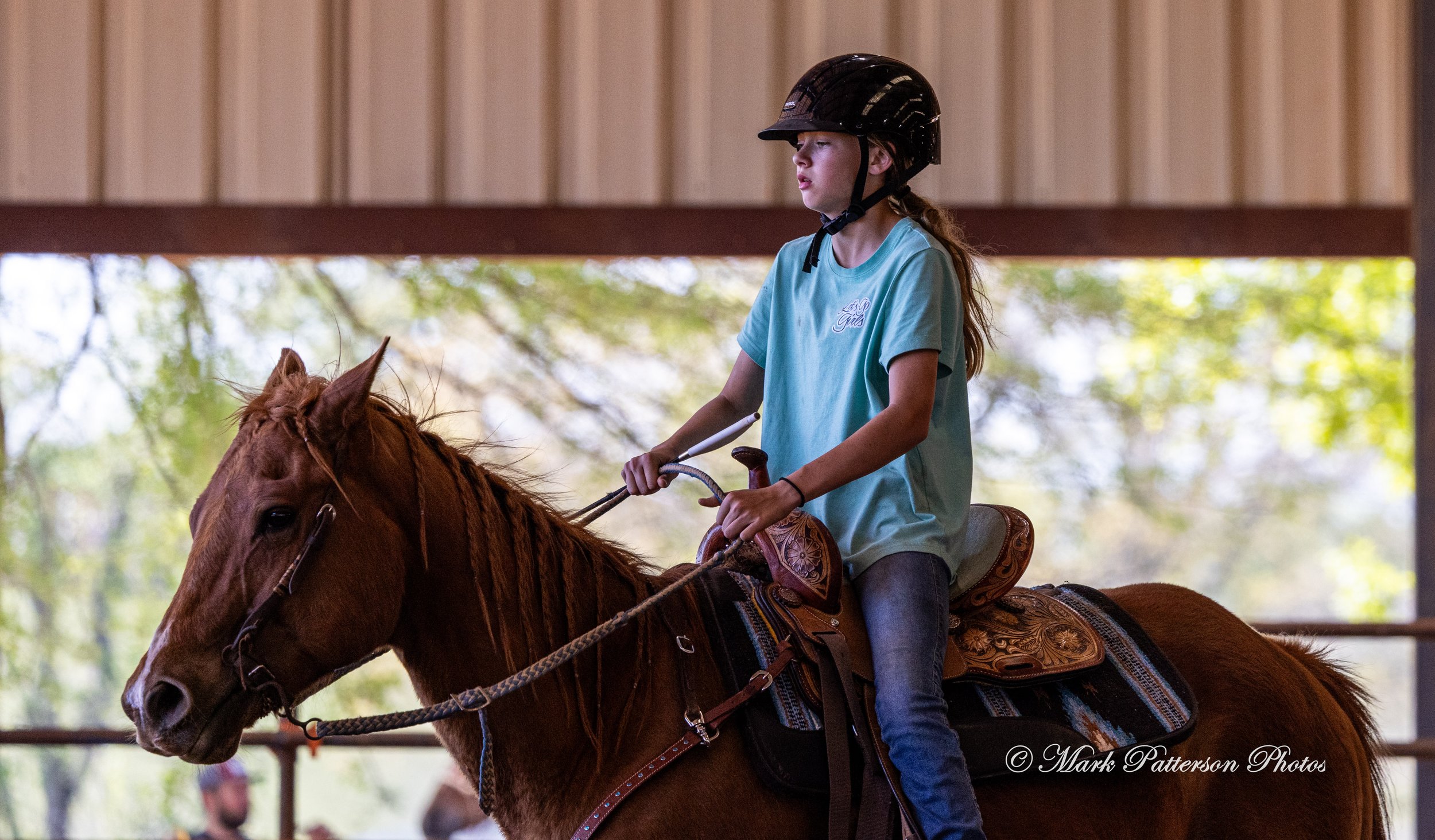 April 11, 2026, a barrel racing team competing at Latigo Farm in Landrum, SC. #1503