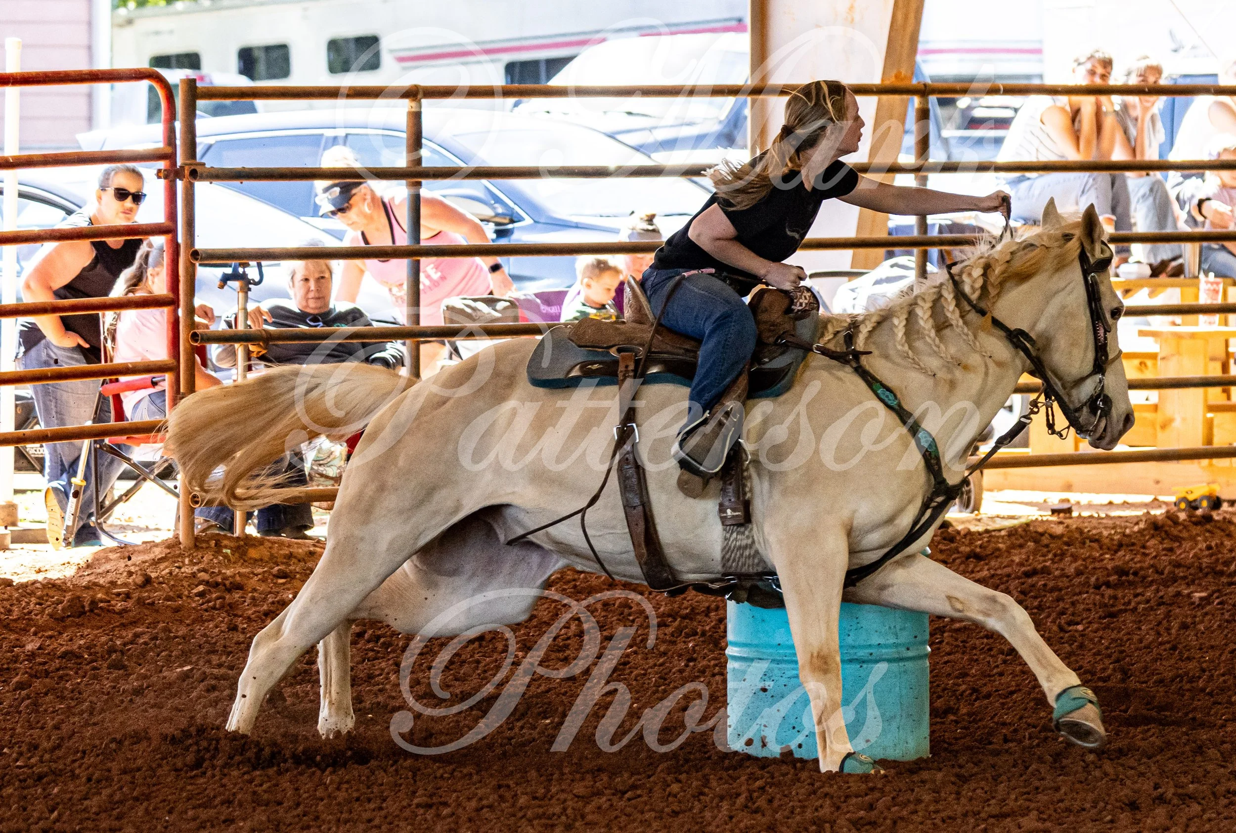 May 3, 2026, a barrel racing team competing at Latigo Farm in Landrum, SC. #12604