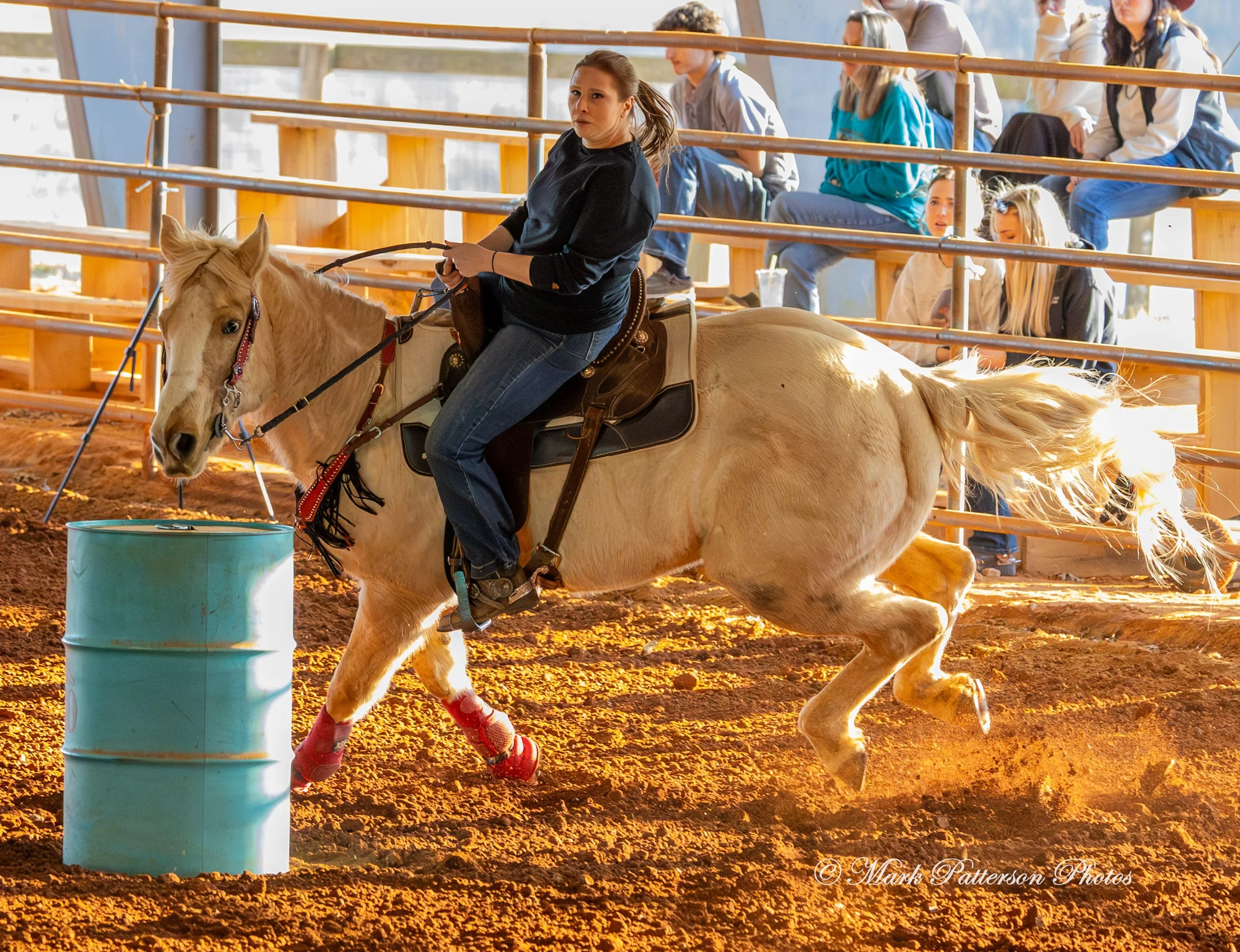 January 4, 2026, a barrel racing team competing at Latigo Farm in Landrum. #17853