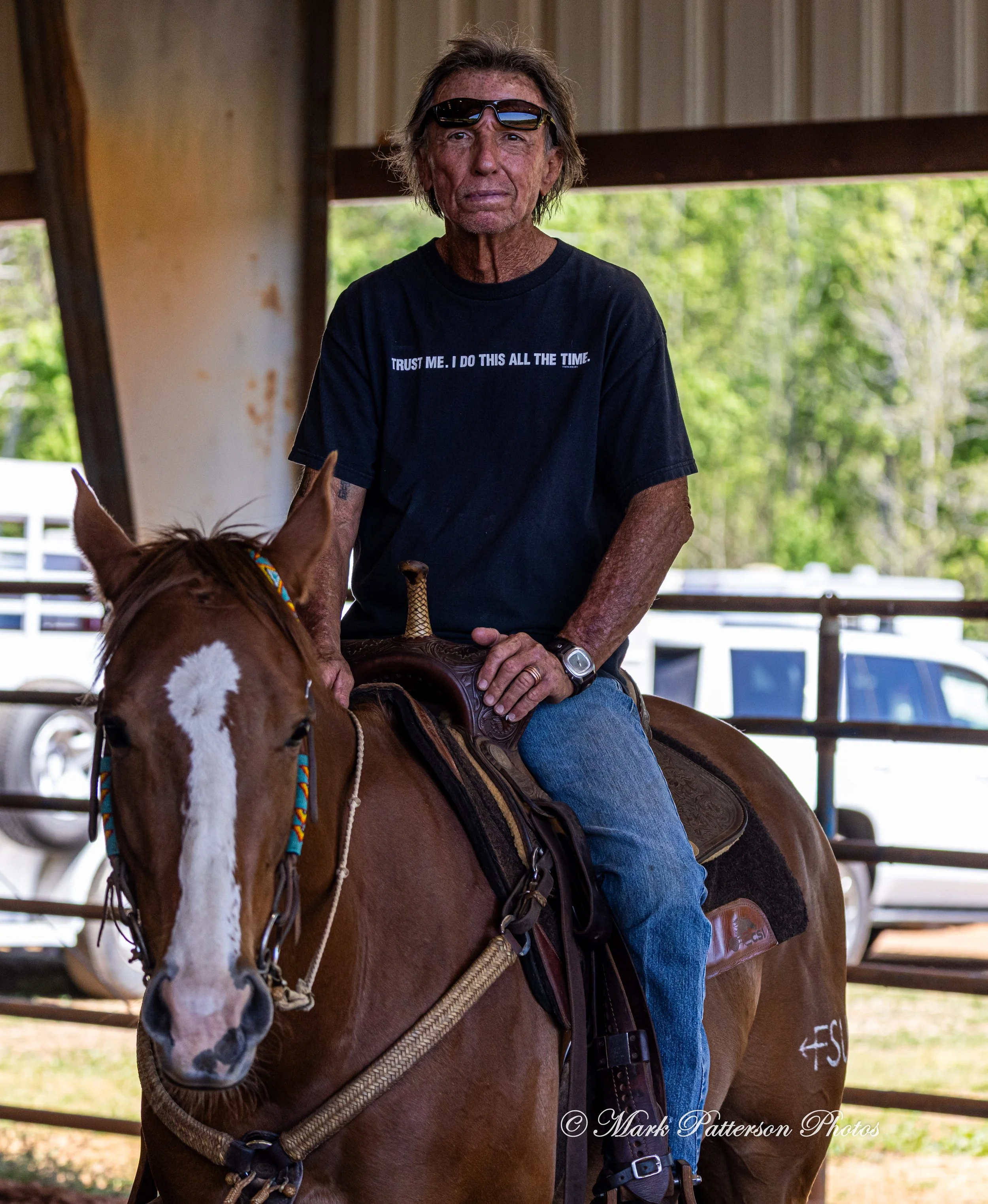 April 11, 2026, a barrel racing team competing at Latigo Farm in Landrum, SC. #1326