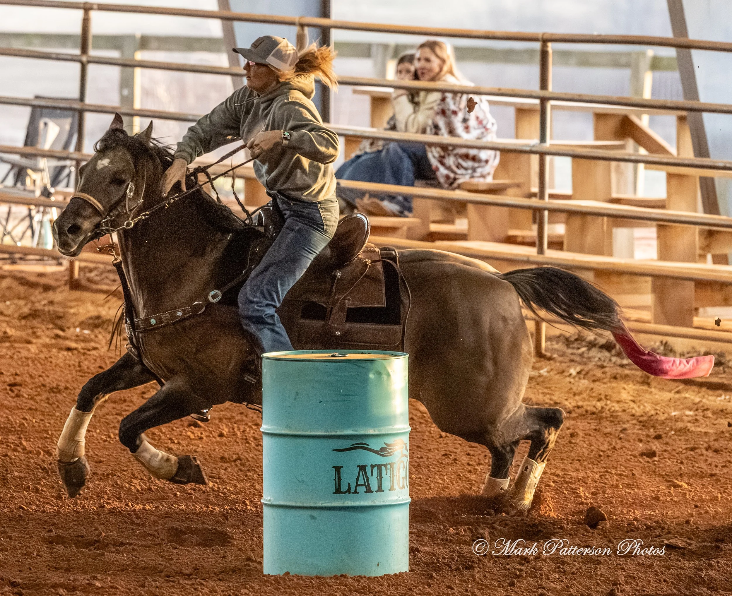 January 4, 2026, a barrel racing team competing at Latigo Farm in Landrum. #18666