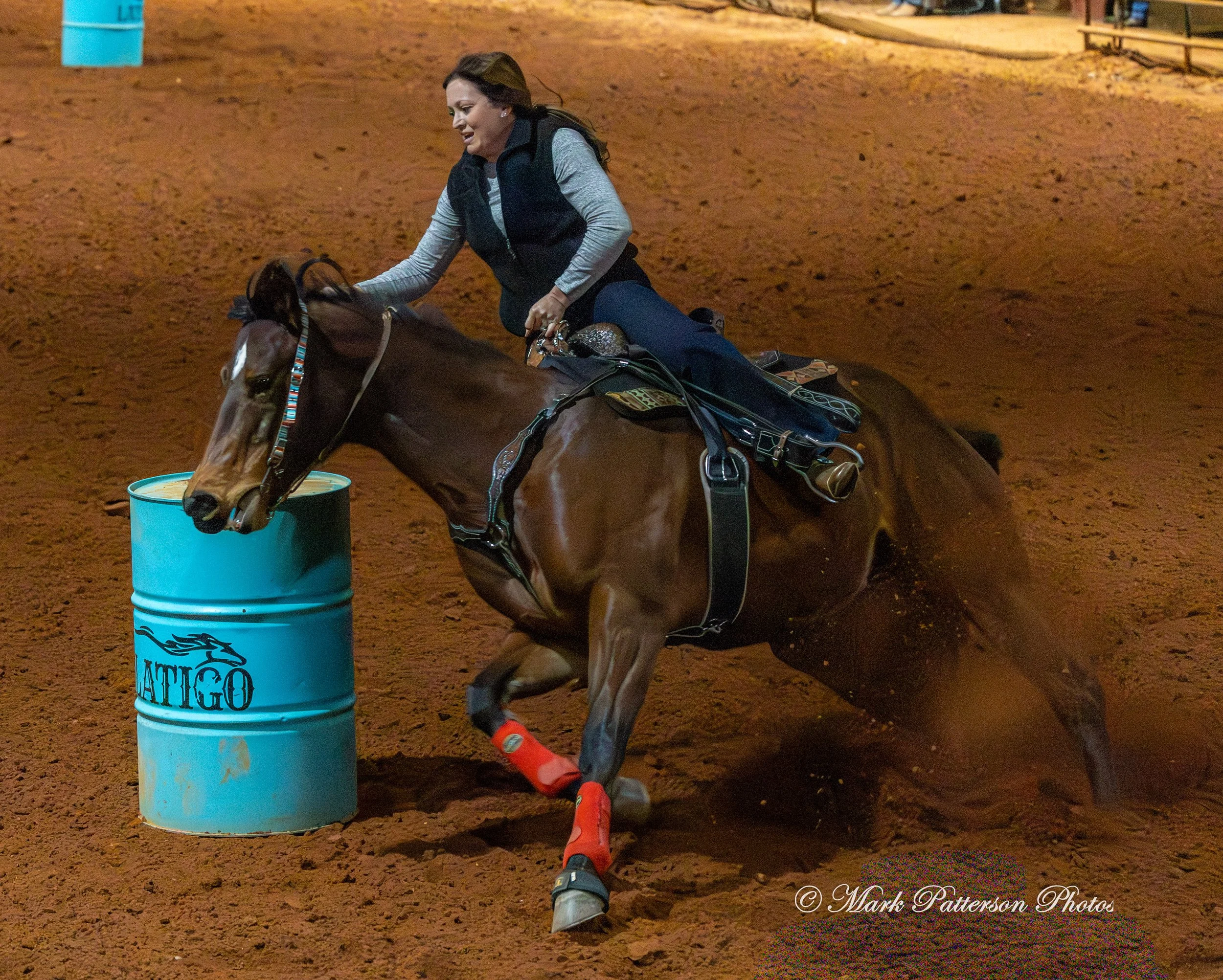 January 4, 2026, a barrel racing team competing at Latigo Farm in Landrum. #20145