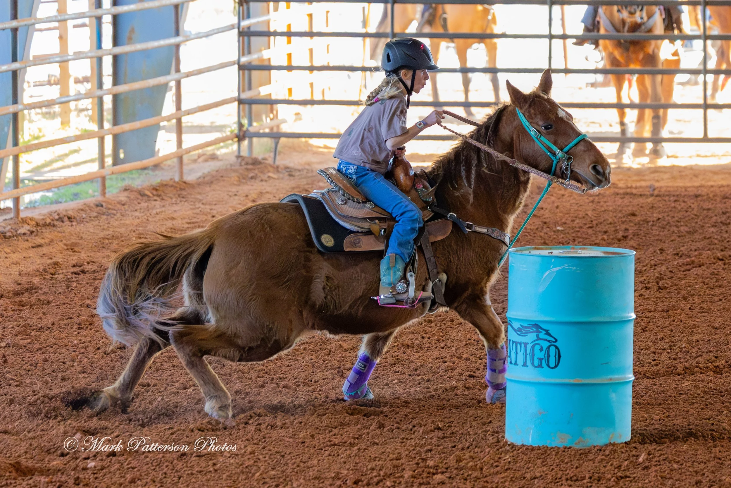 January 4, 2026, a barrel racing team competing at Latigo Farm in Landrum. #17488