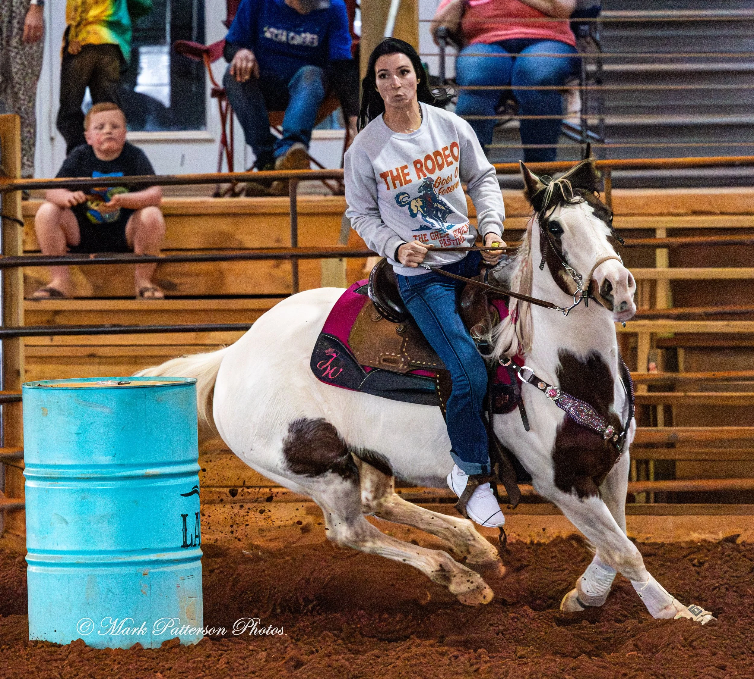 March 1, 2026, a barrel racing team competing at Latigo Farm in Landrum, SC. #26118