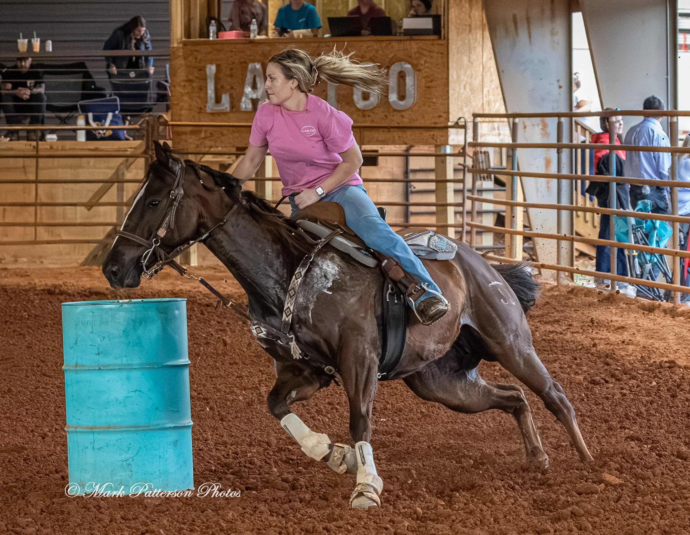 March 1, 2026, a barrel racing team competing at Latigo Farm in Landrum, SC. #26538