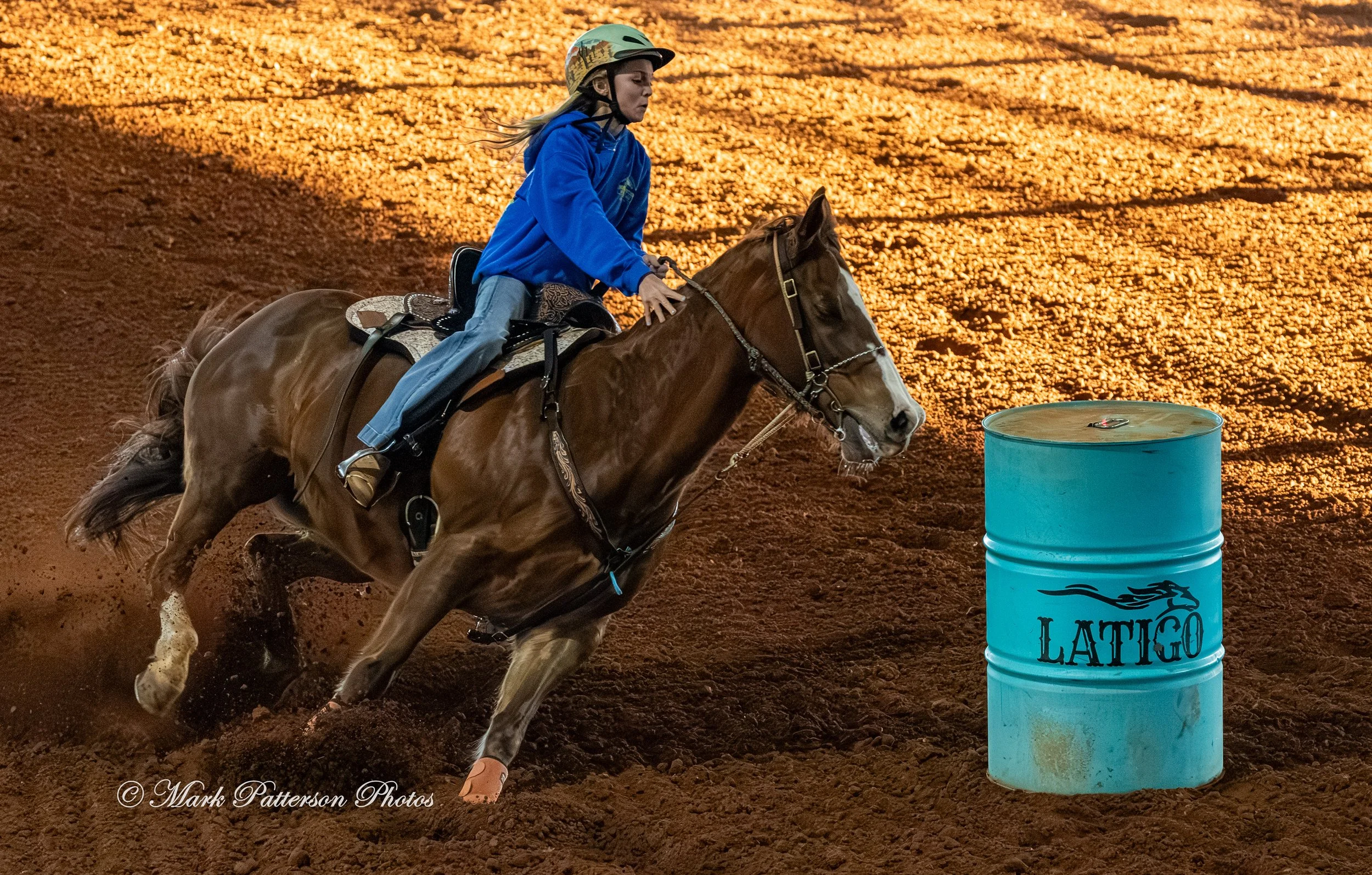 January 4, 2026, a barrel racing team competing at Latigo Farm in Landrum. #18209