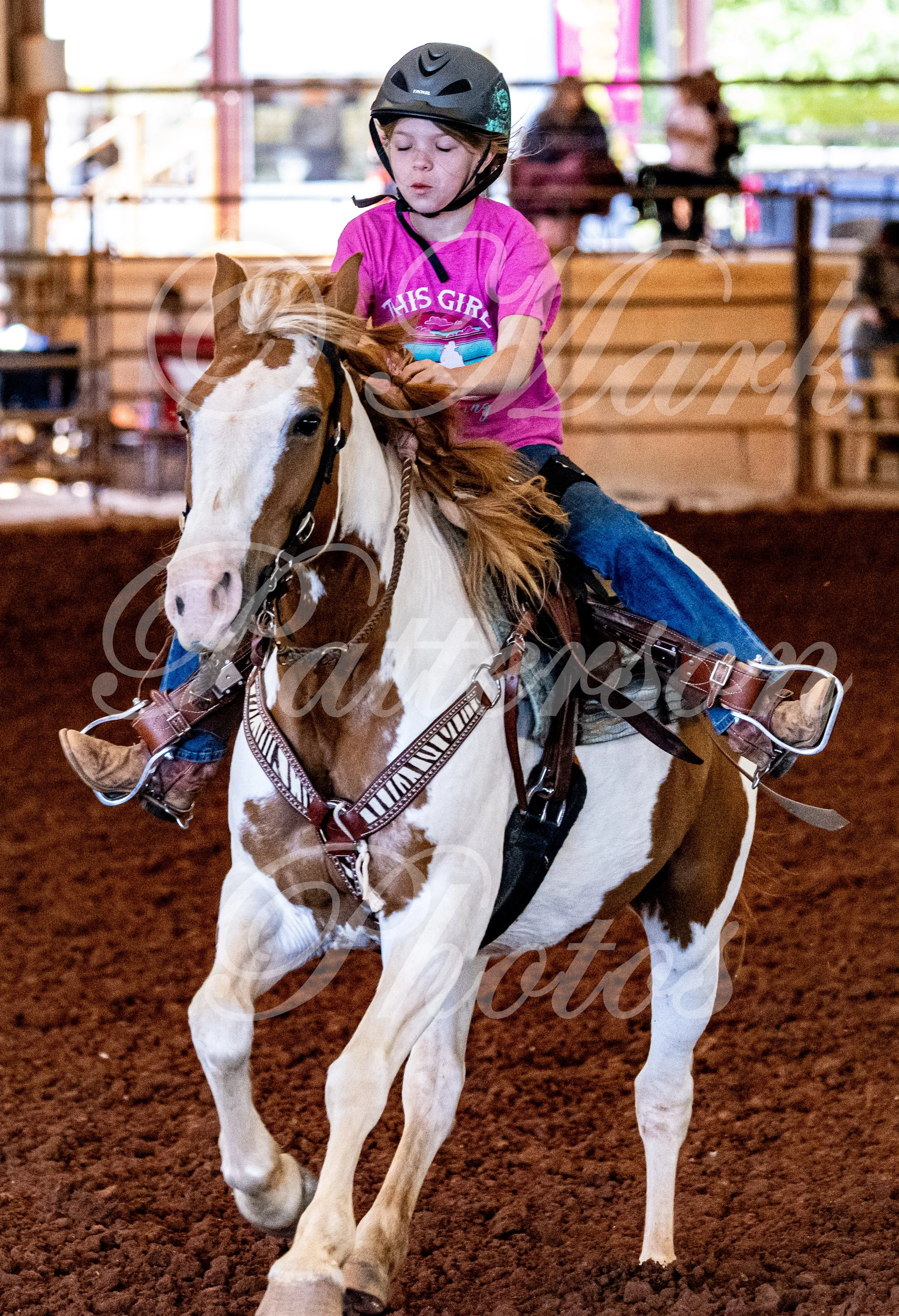 May 3, 2026, a barrel racing team competing at Latigo Farm in Landrum, SC. #110183