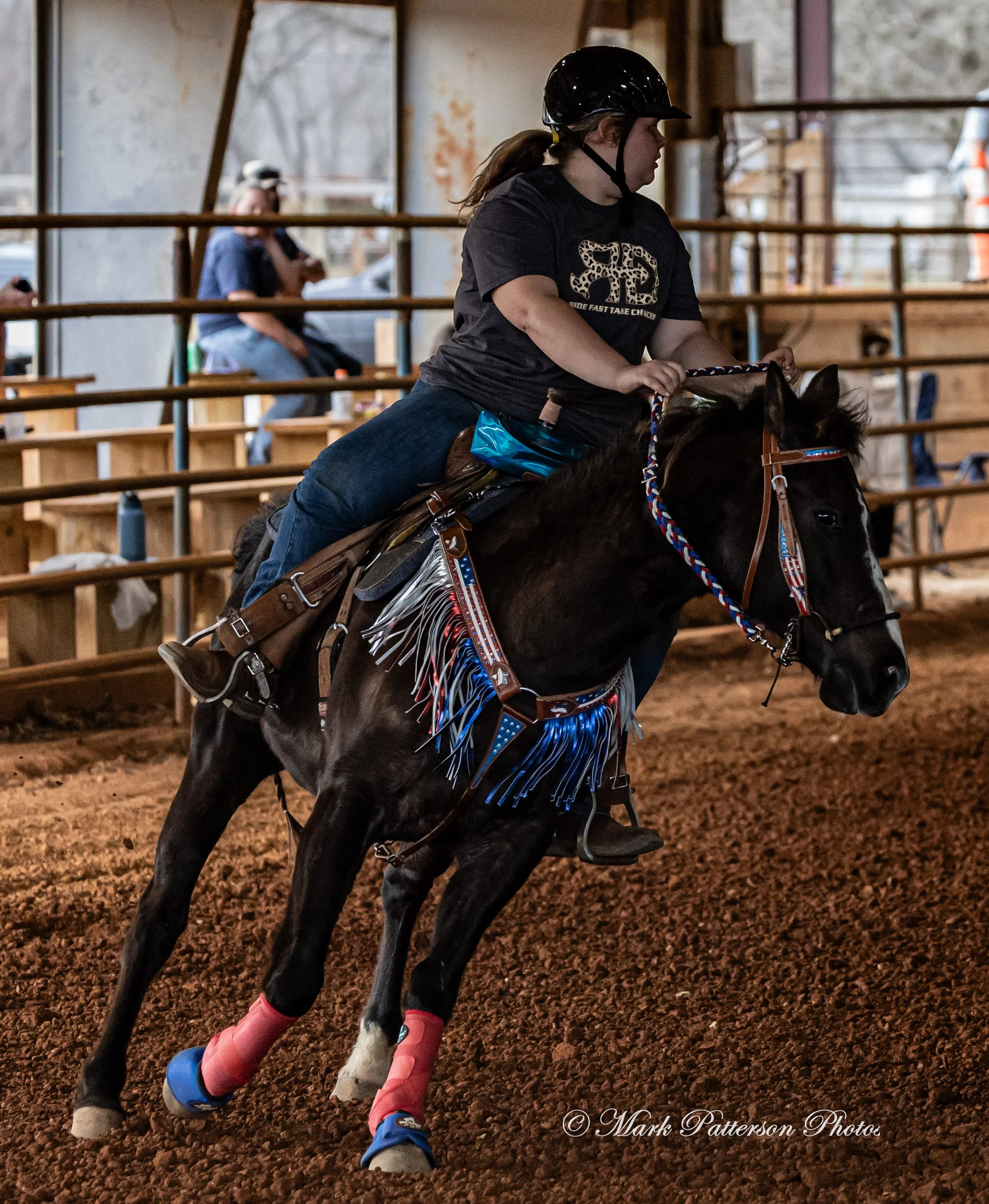 March 1, 2026, a barrel racing team competing at Latigo Farm in Landrum, SC. #25429