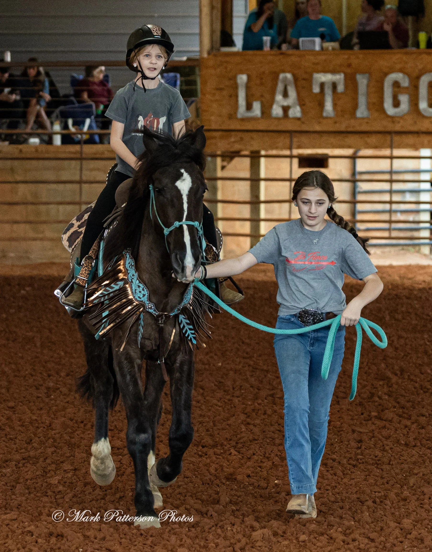 March 1, 2026, a barrel racing team competing at Latigo Farm in Landrum, SC. #24744
