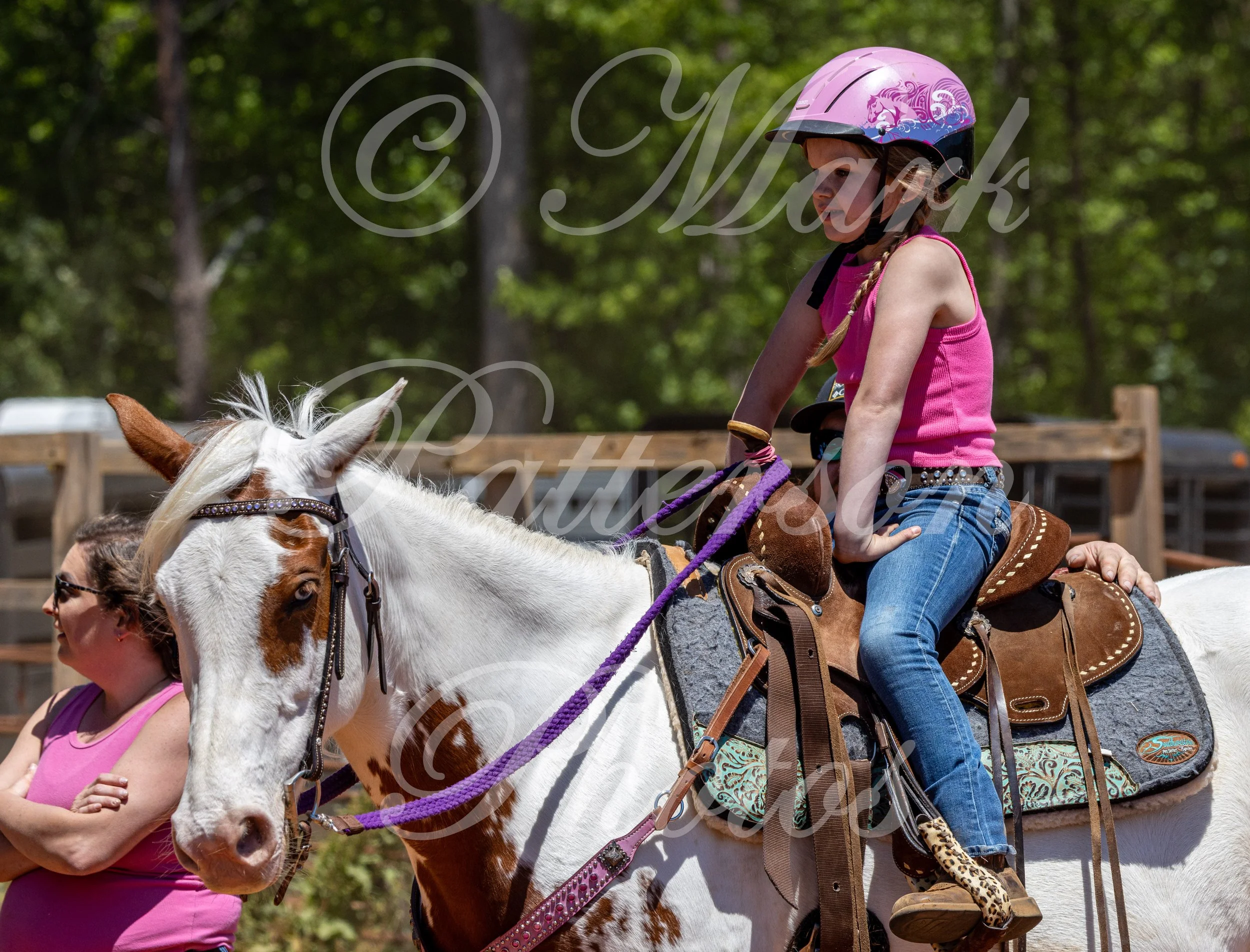 May 3, 2026, a barrel racing team competing at Latigo Farm in Landrum, SC. #11006