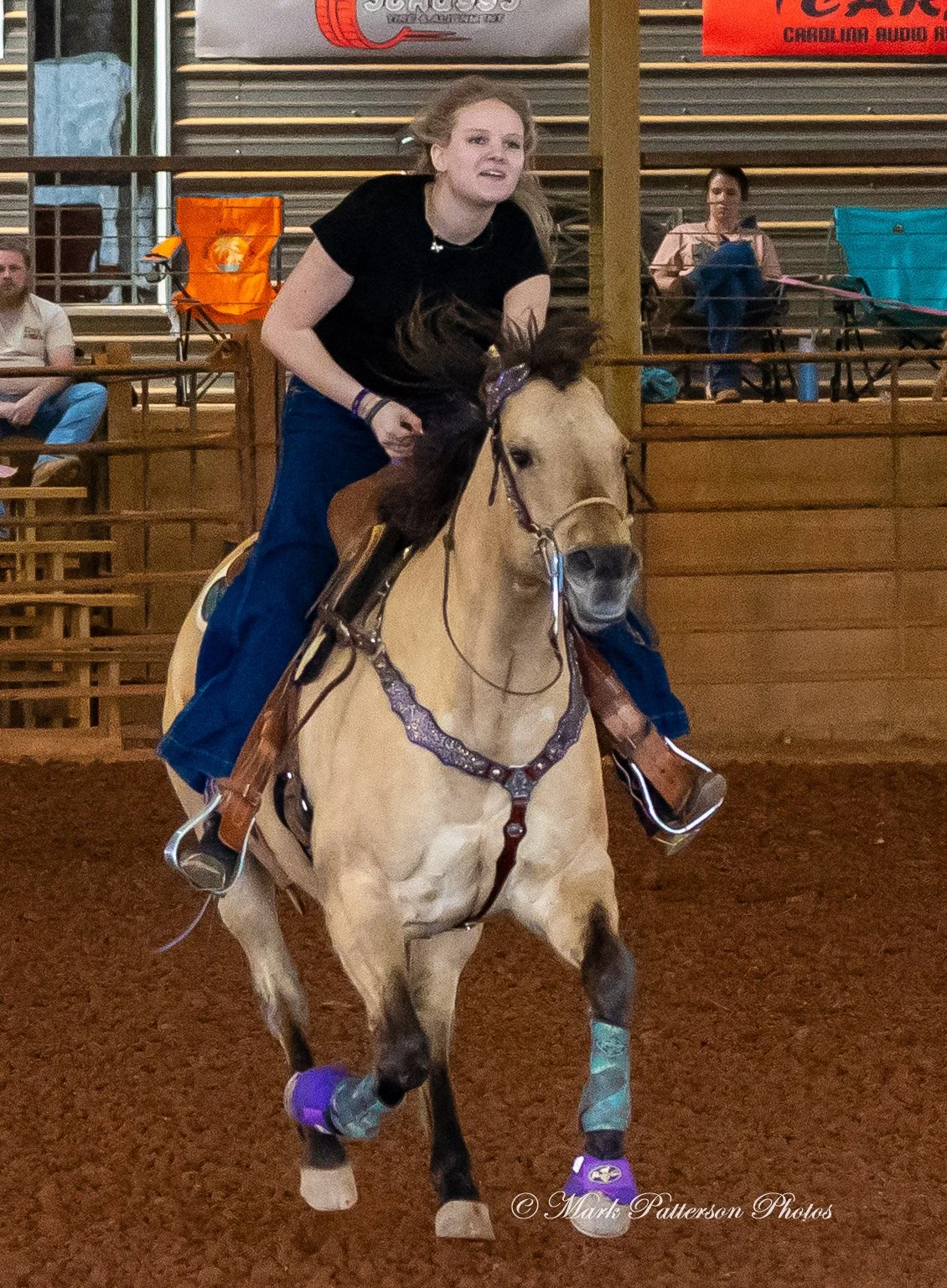 March 1, 2026, a barrel racing team competing at Latigo Farm in Landrum, SC. #24956