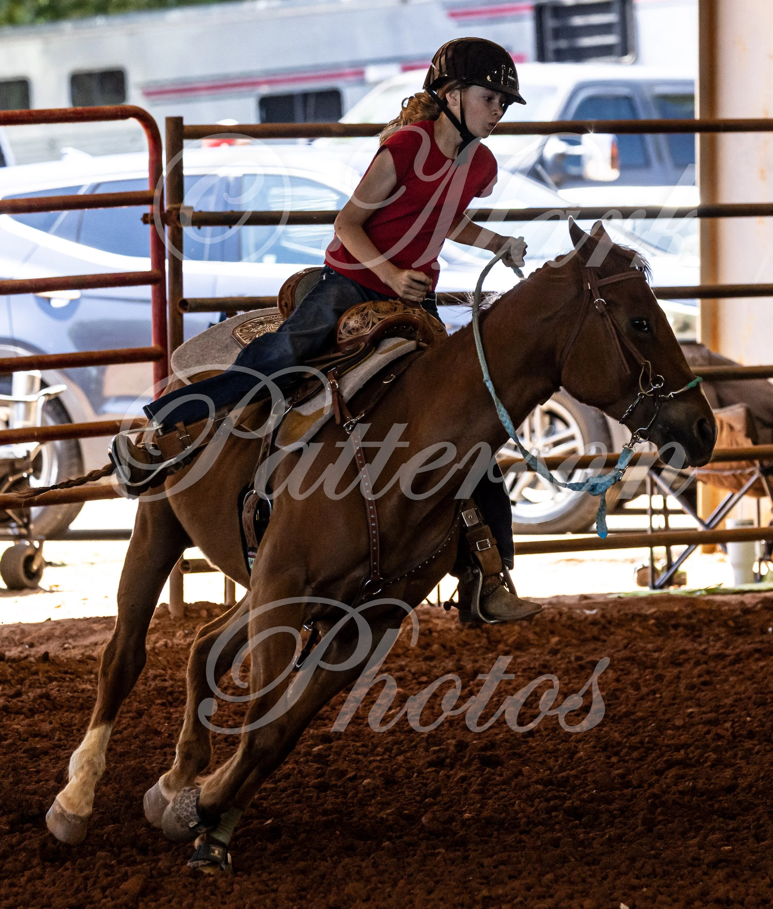 May 3, 2026, a barrel racing team competing at Latigo Farm in Landrum, SC. #11266