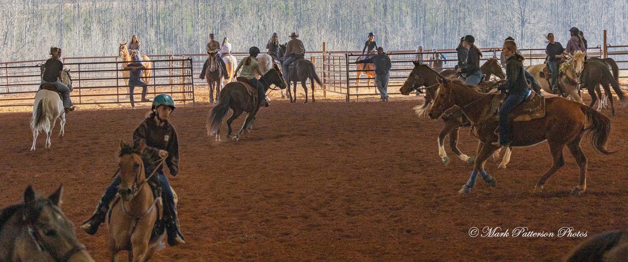 January 4, 2026, a barrel racing team competing at Latigo Farm in Landrum. #17699