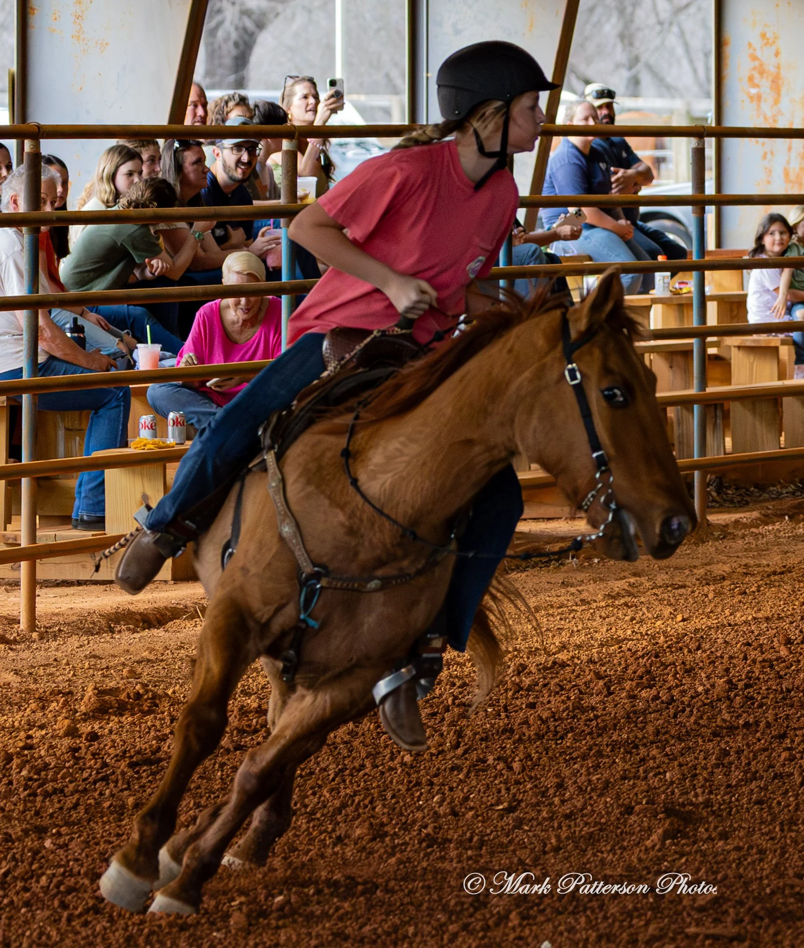 March 1, 2026, a barrel racing team competing at Latigo Farm in Landrum, SC. #25378