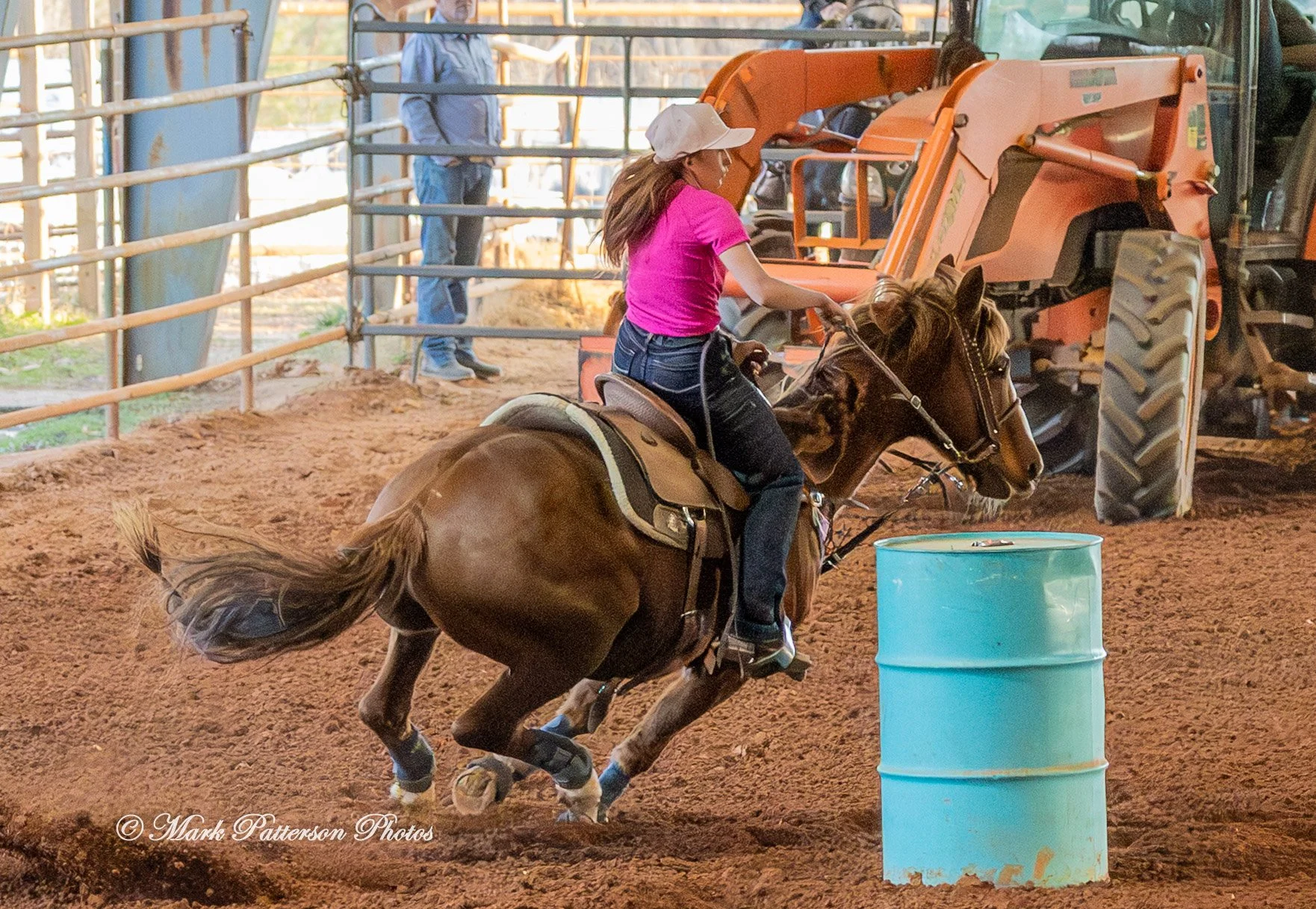 January 4, 2026, a barrel racing team competing at Latigo Farm in Landrum. #18426