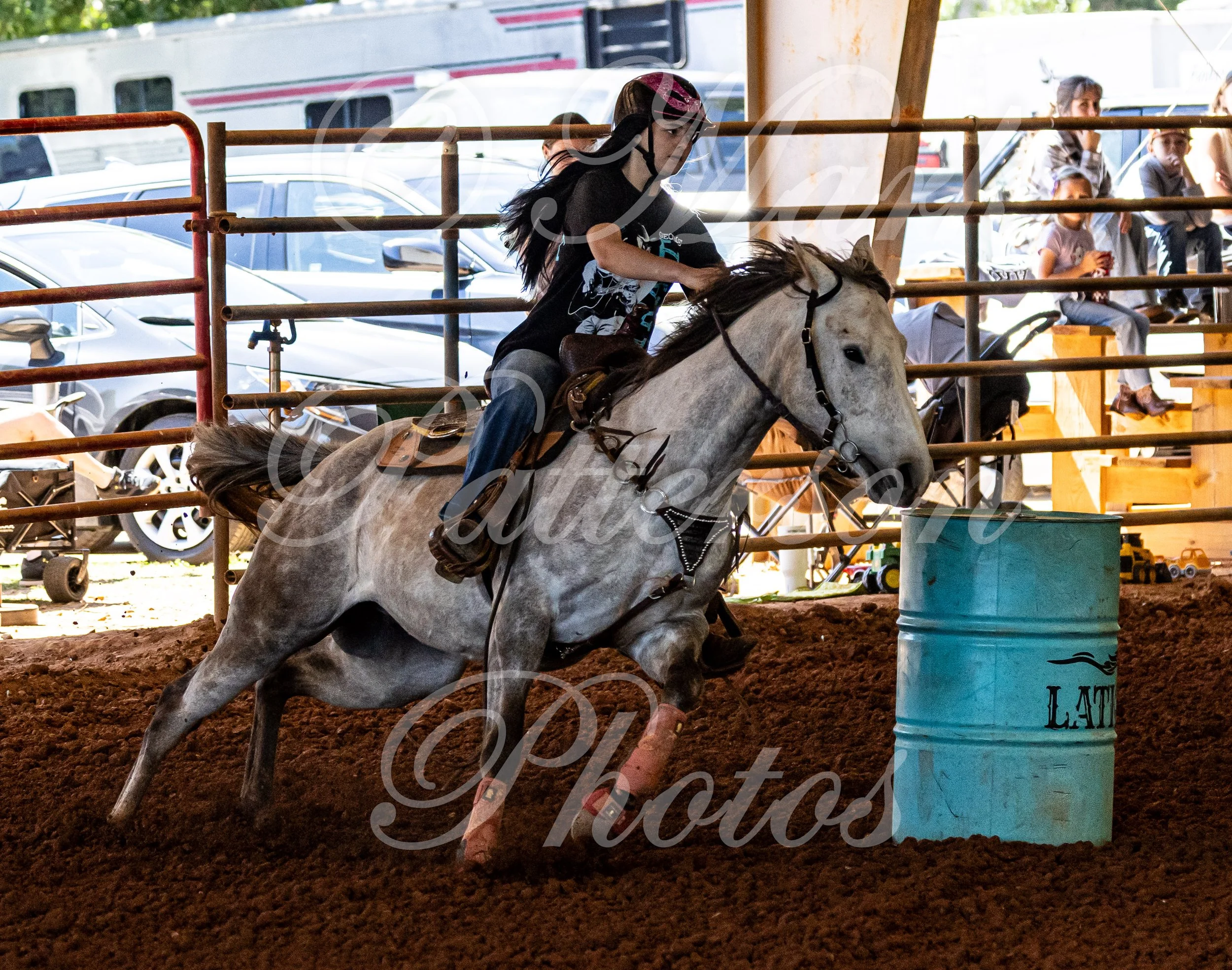 May 3, 2026, a barrel racing team competing at Latigo Farm in Landrum, SC. #11514