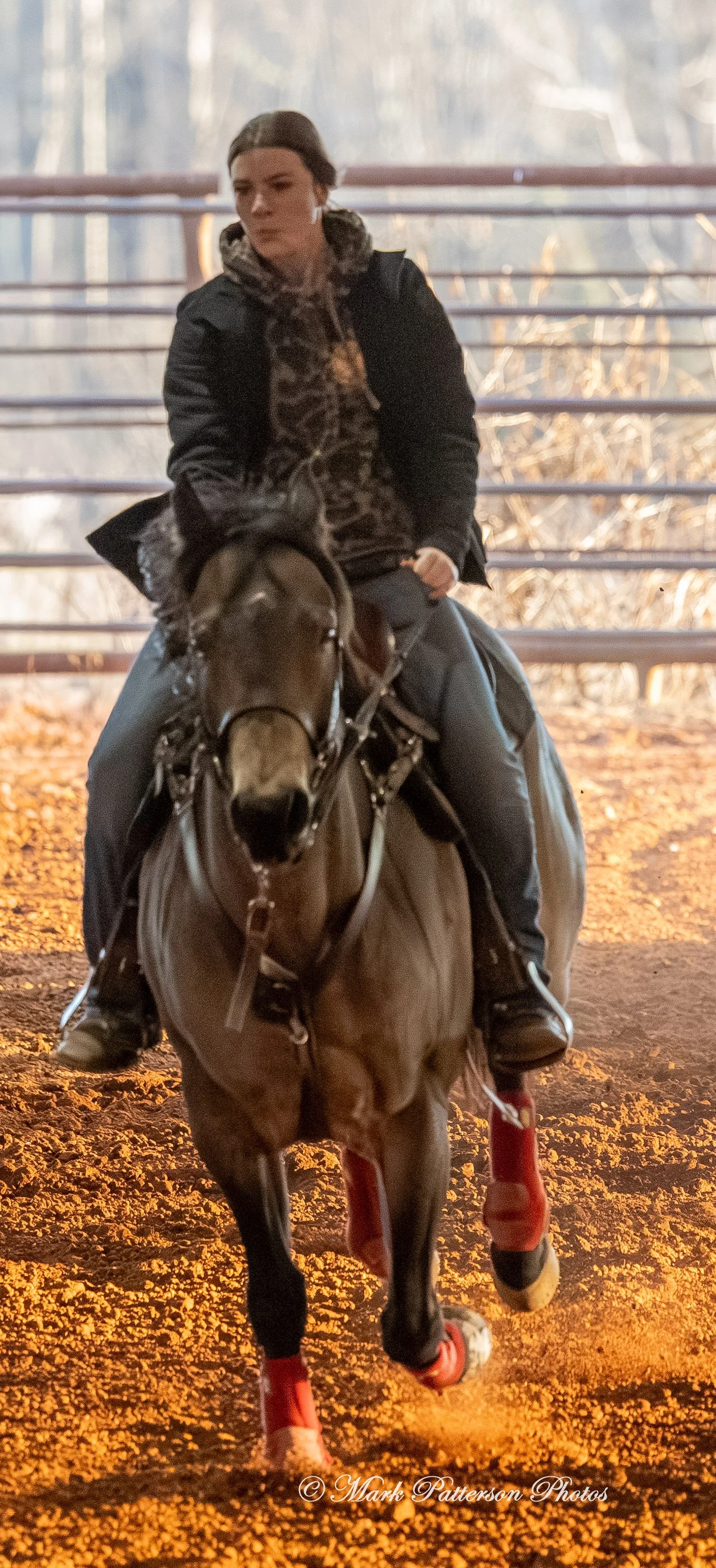 January 4, 2026, a barrel racing team competing at Latigo Farm in Landrum. #18397