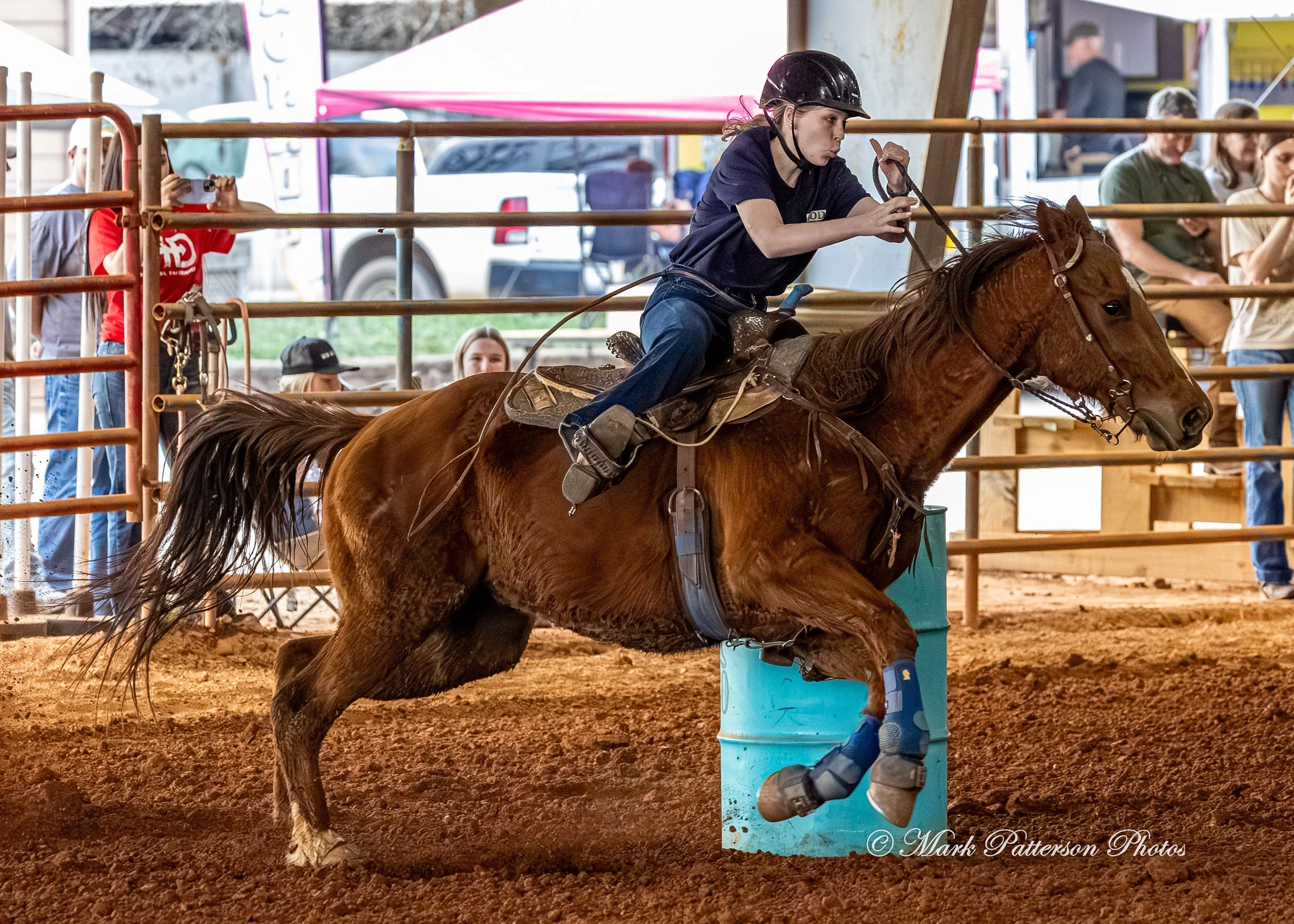 March 1, 2026, a barrel racing team competing at Latigo Farm in Landrum, SC. #26009