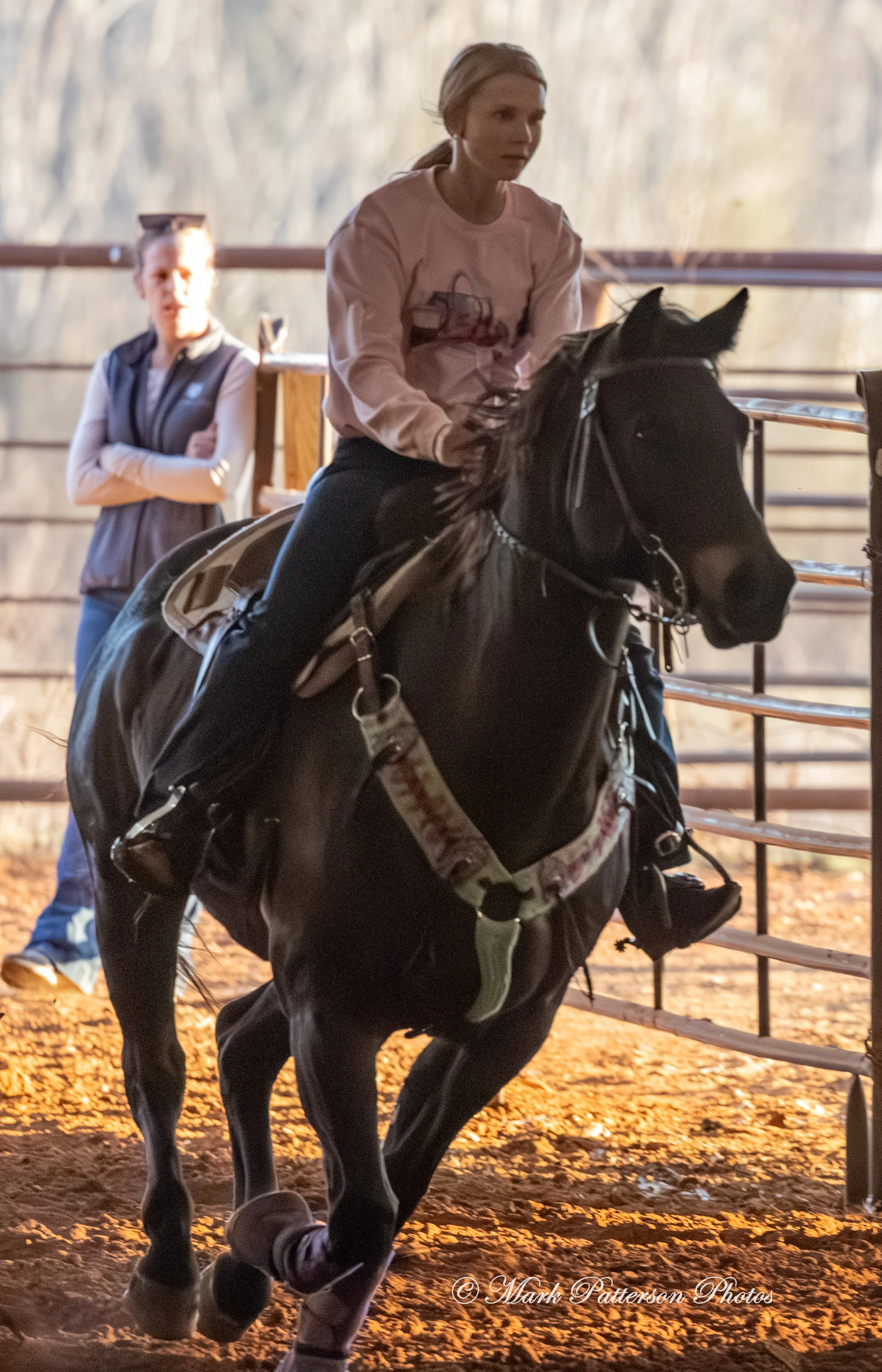 January 4, 2026, a barrel racing team competing at Latigo Farm in Landrum. #18314