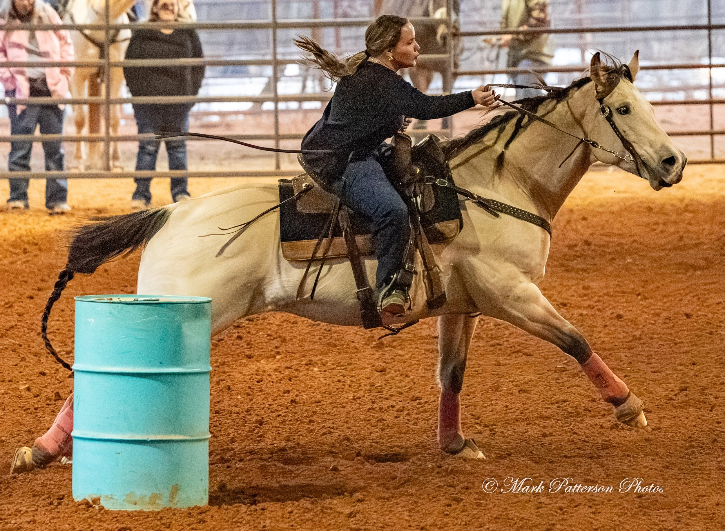 January 4, 2026, a barrel racing team competing at Latigo Farm in Landrum. #18816