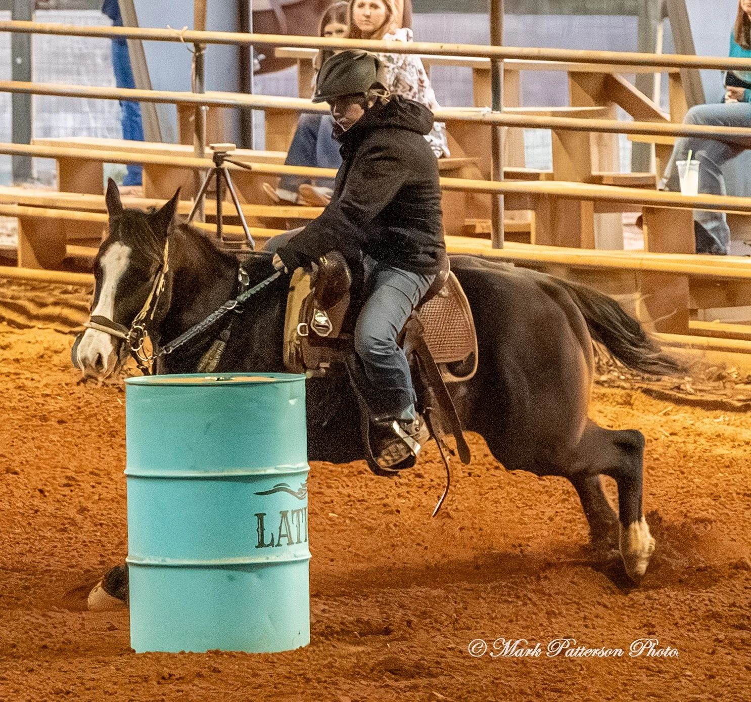 January 4, 2026, a barrel racing team competing at Latigo Farm in Landrum. #18780