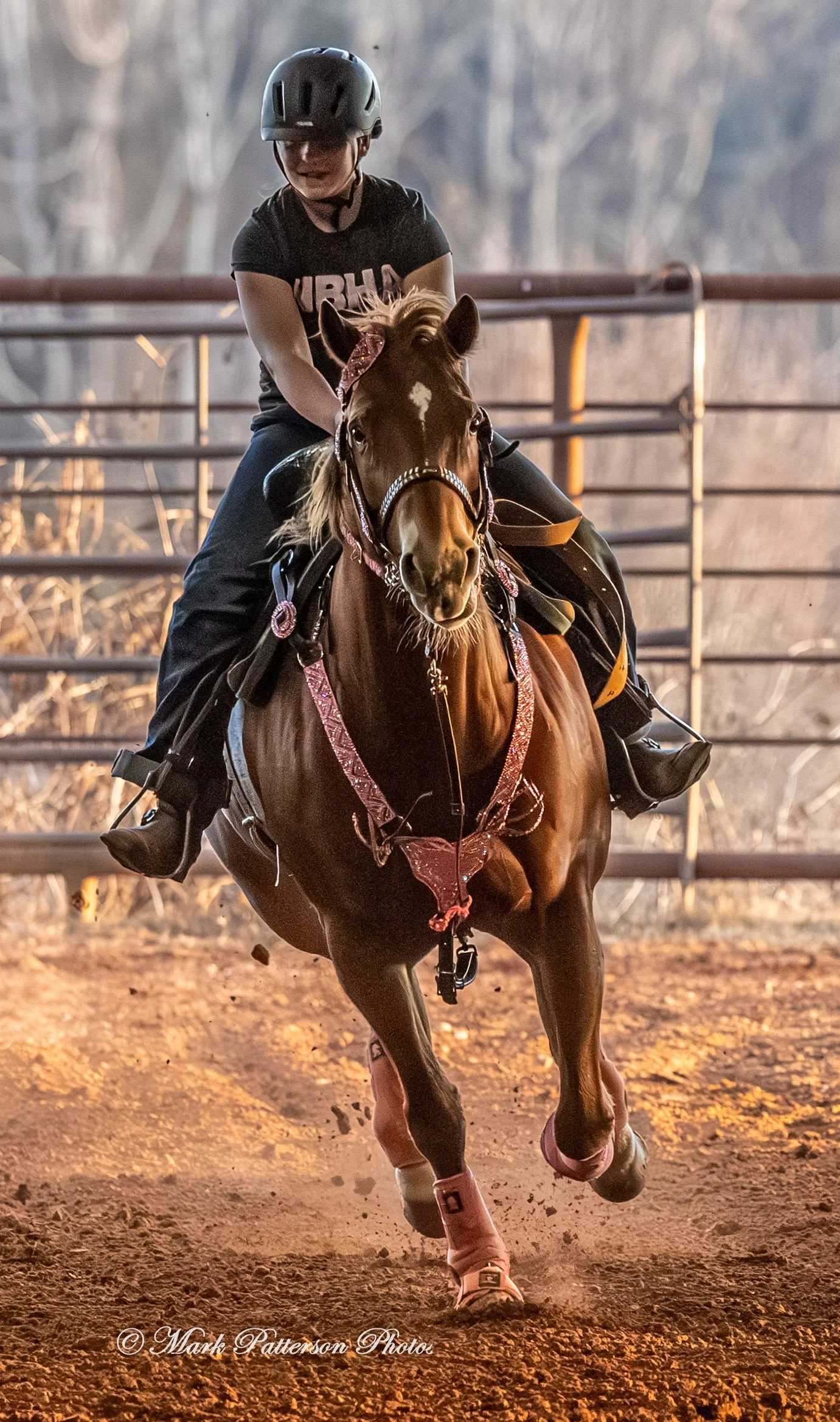 January 4, 2026, a barrel racing team competing at Latigo Farm in Landrum. #18642