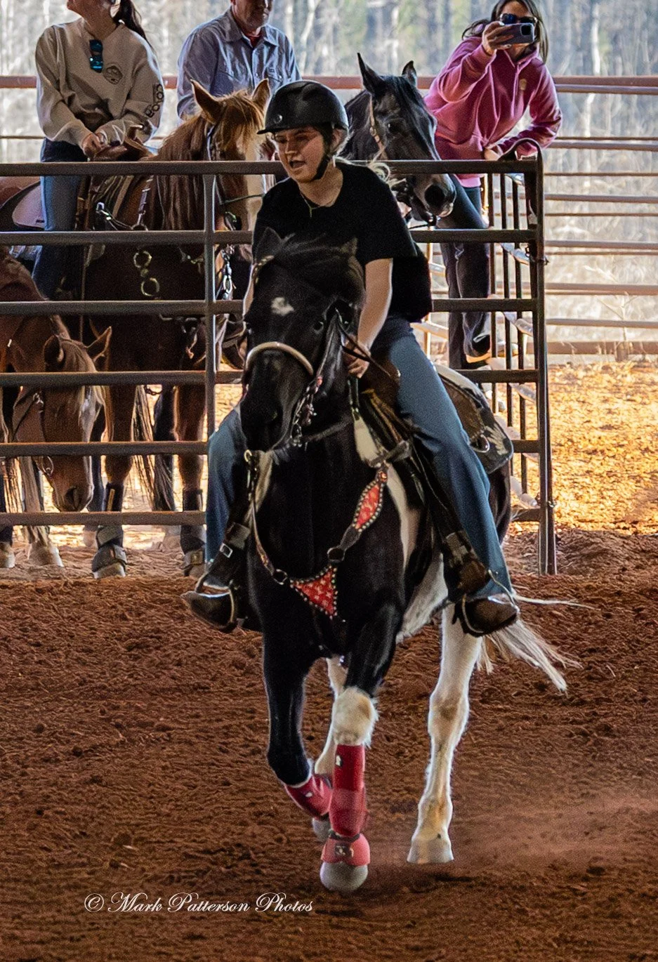 January 4, 2026, a barrel racing team competing at Latigo Farm in Landrum. #17770