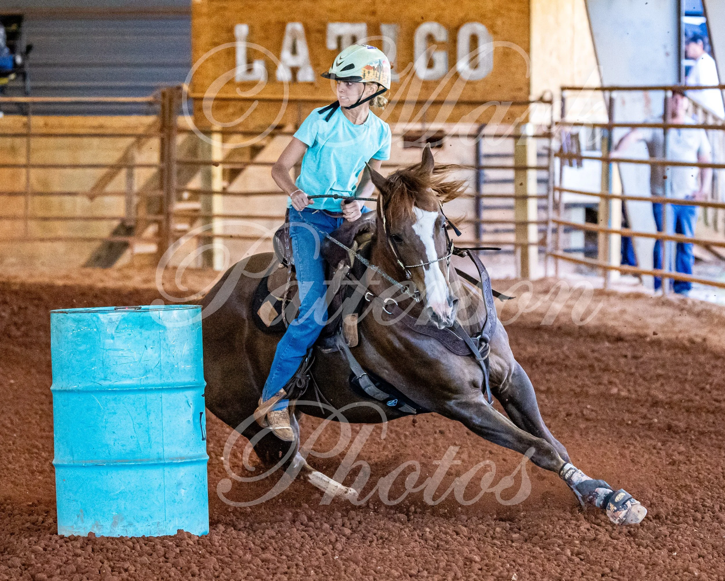 May 3, 2026, a barrel racing team competing at Latigo Farm in Landrum, SC. #12365