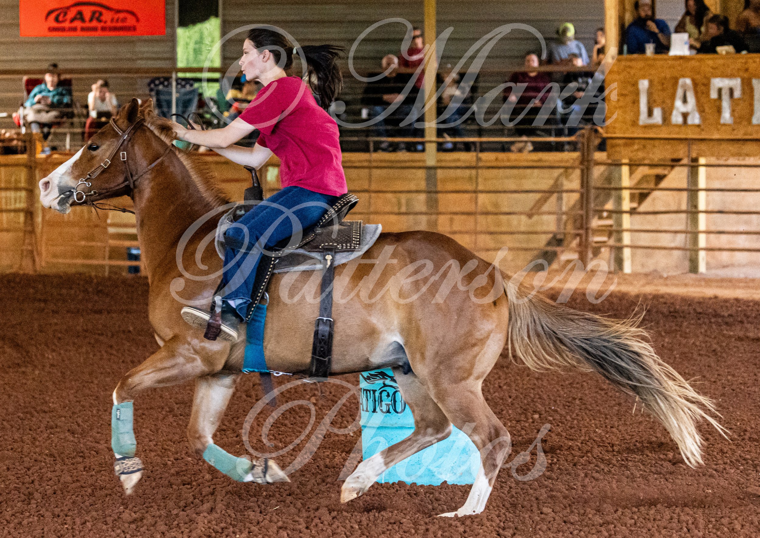 May 3, 2026, a barrel racing team competing at Latigo Farm in Landrum, SC. #12009