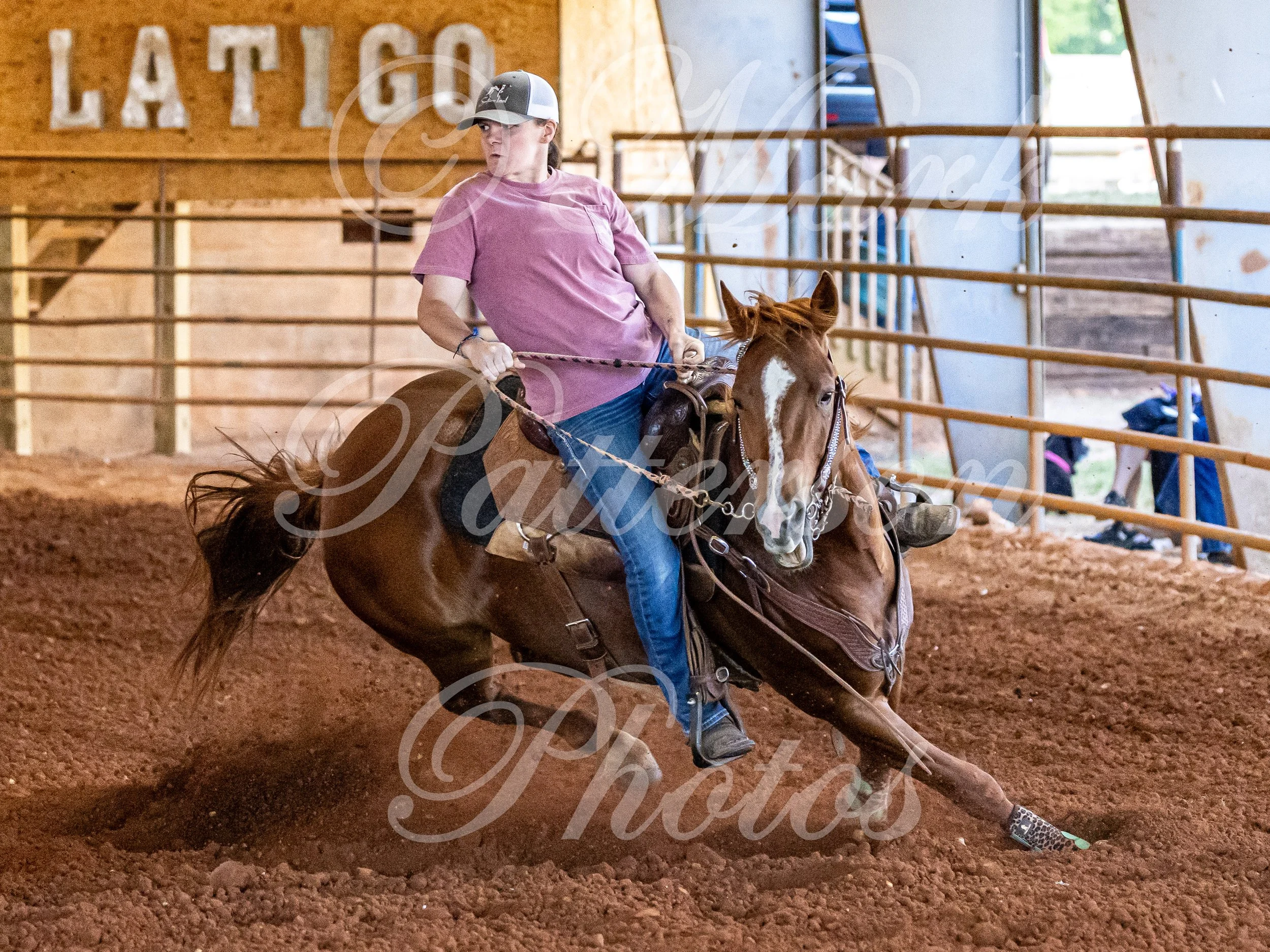 May 3, 2026, a barrel racing team competing at Latigo Farm in Landrum, SC. #12543
