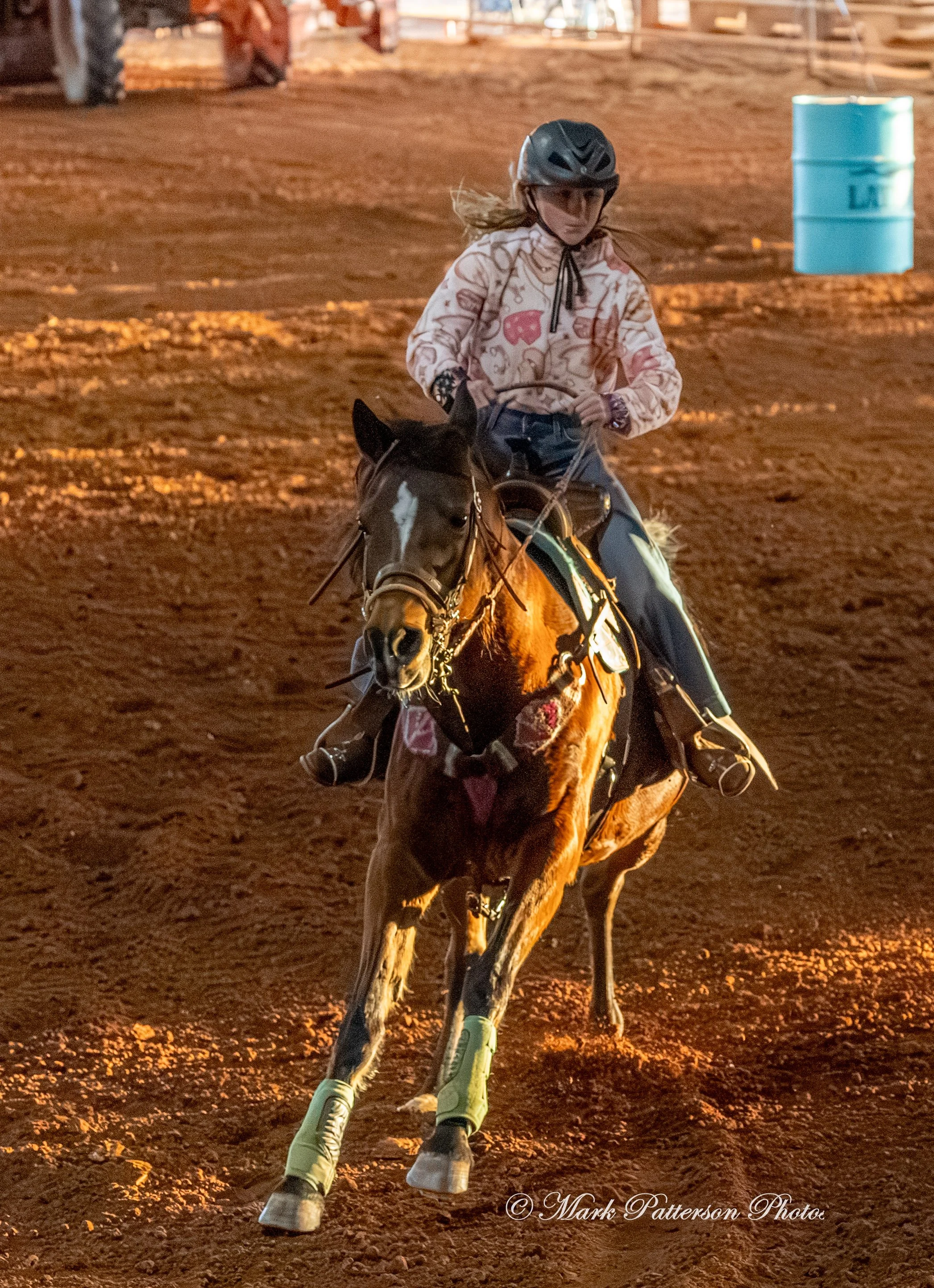 January 4, 2026, a barrel racing team competing at Latigo Farm in Landrum. #18599