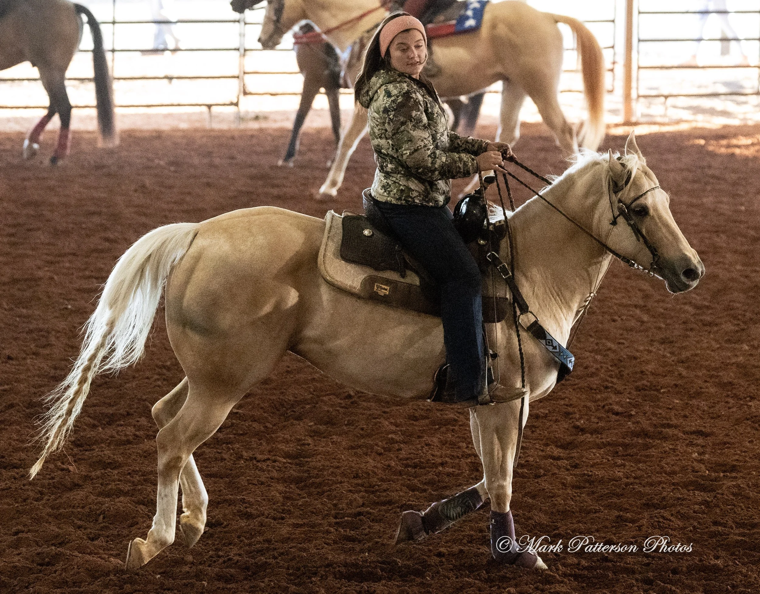 January 4, 2026, a barrel racing team competing at Latigo Farm in Landrum. #17730