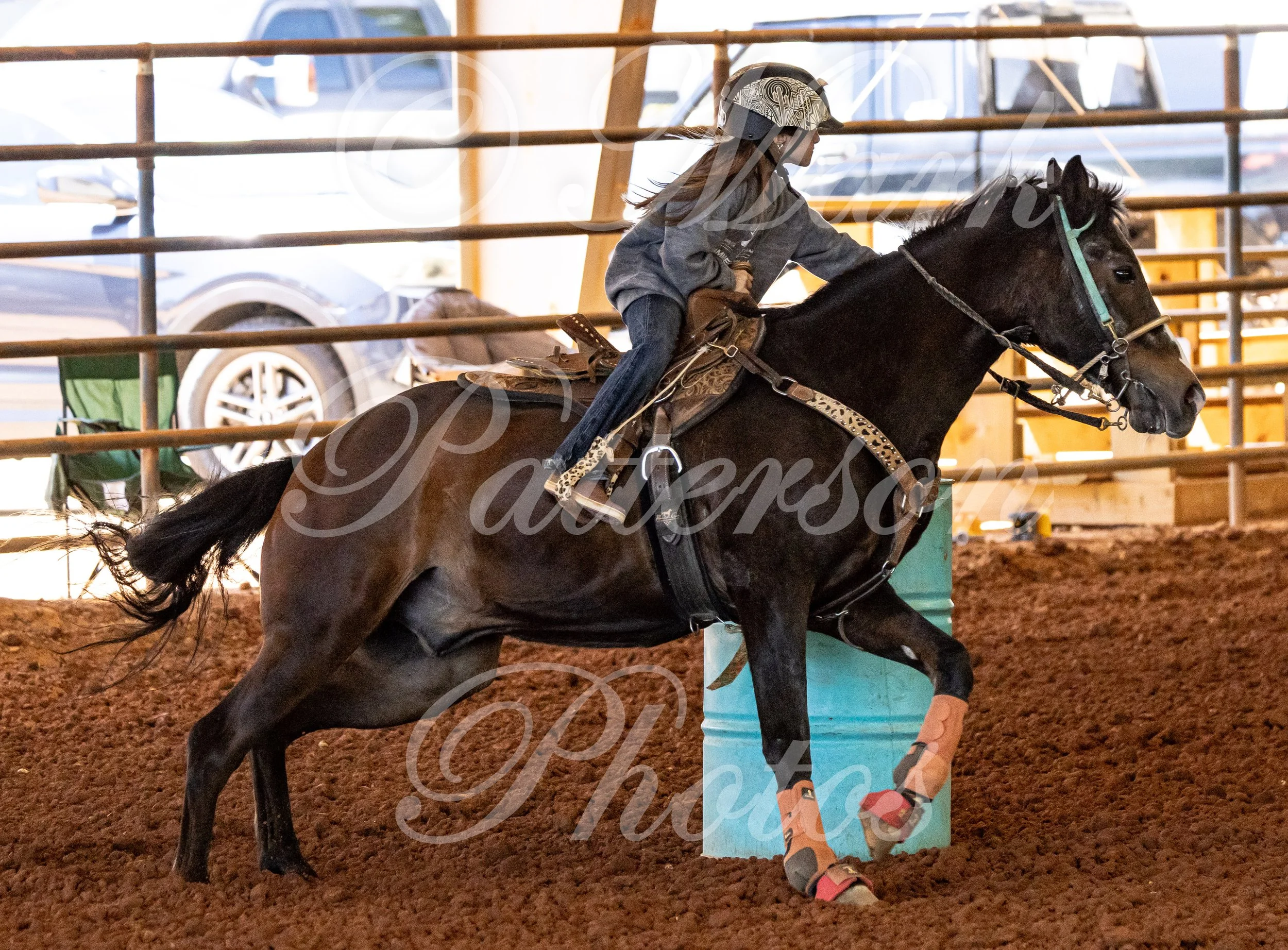 May 3, 2026, a barrel racing team competing at Latigo Farm in Landrum, SC. #11385