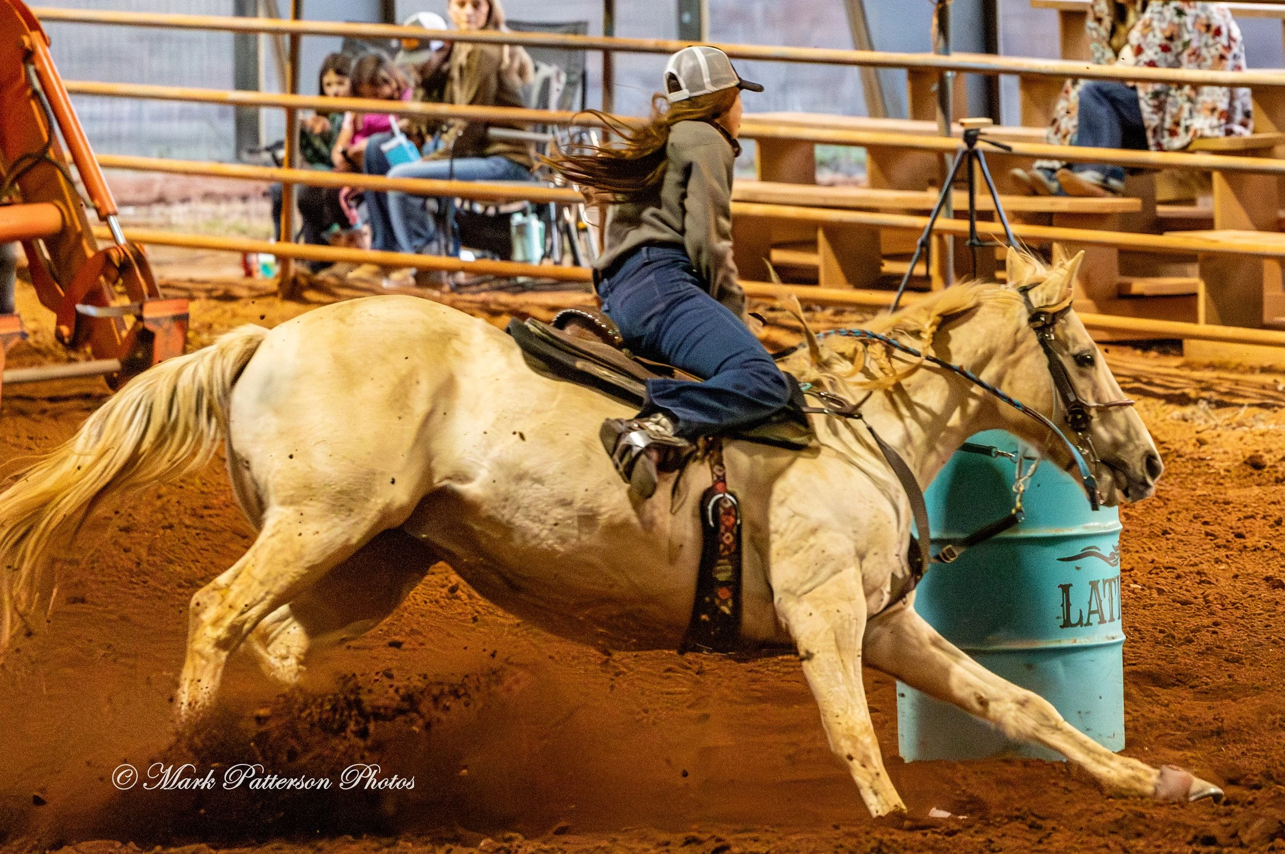 January 4, 2026, a barrel racing team competing at Latigo Farm in Landrum. #18831