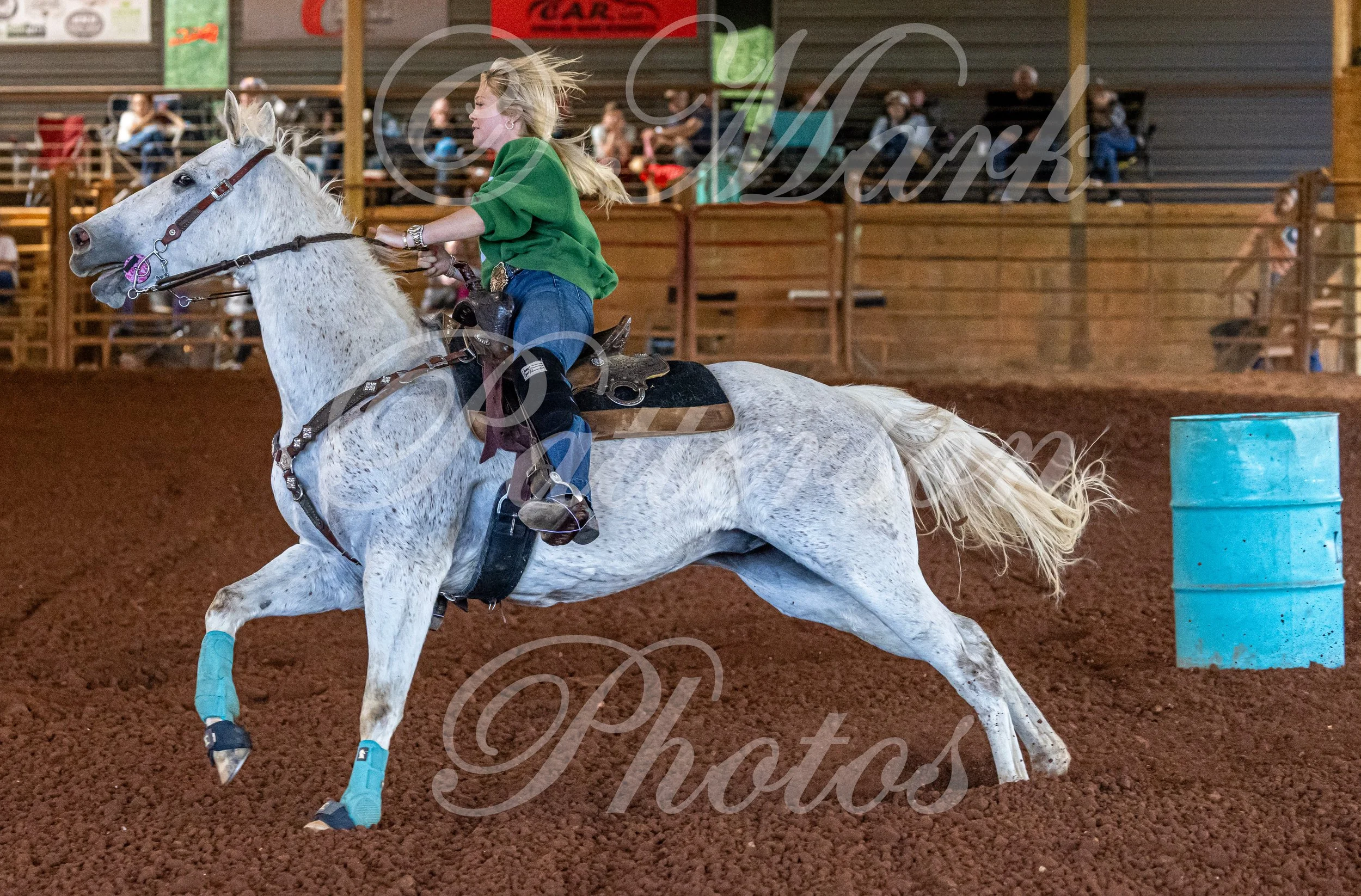 May 3, 2026, a barrel racing team competing at Latigo Farm in Landrum, SC. #12498