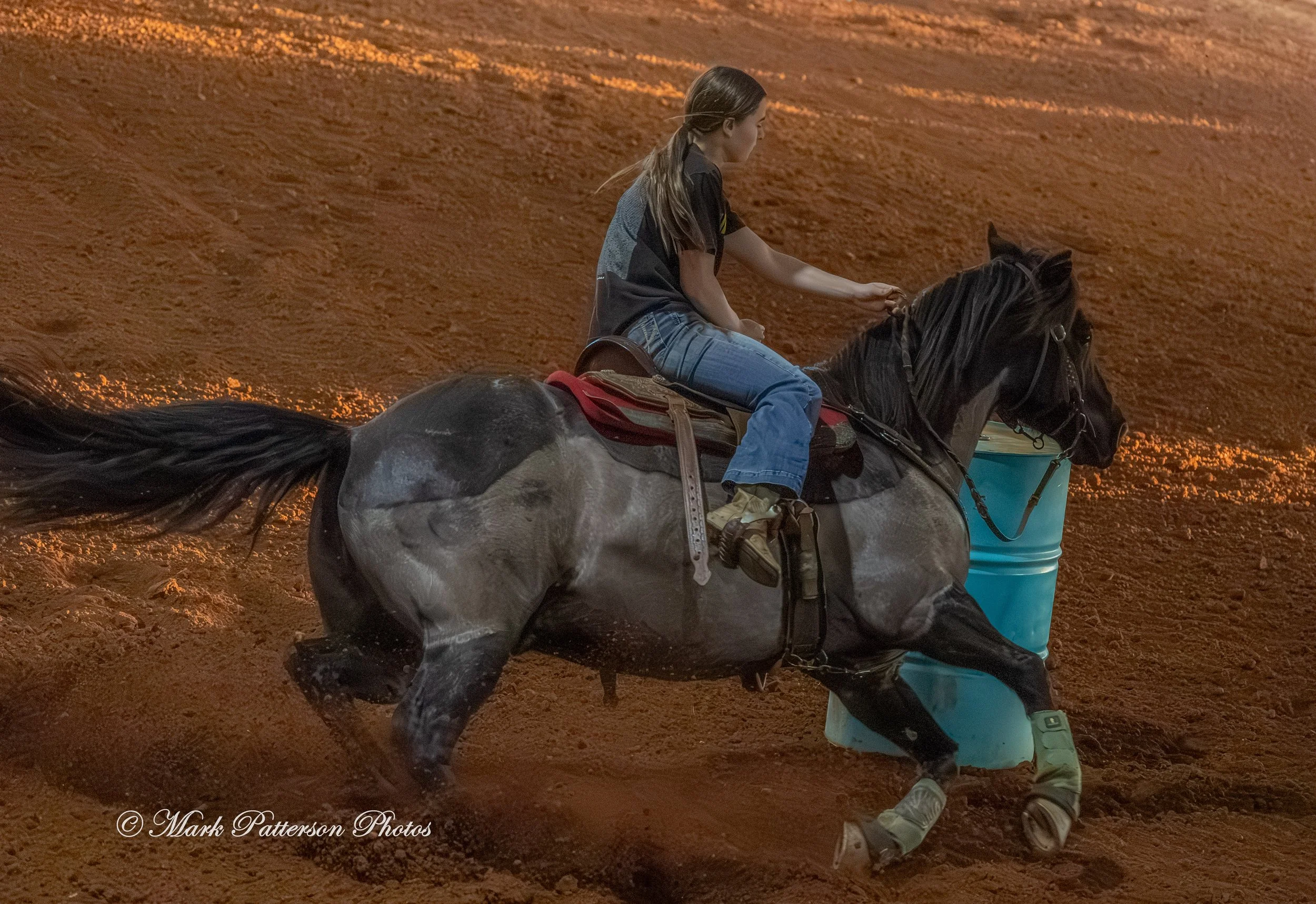 January 4, 2026, a barrel racing team competing at Latigo Farm in Landrum. #18577