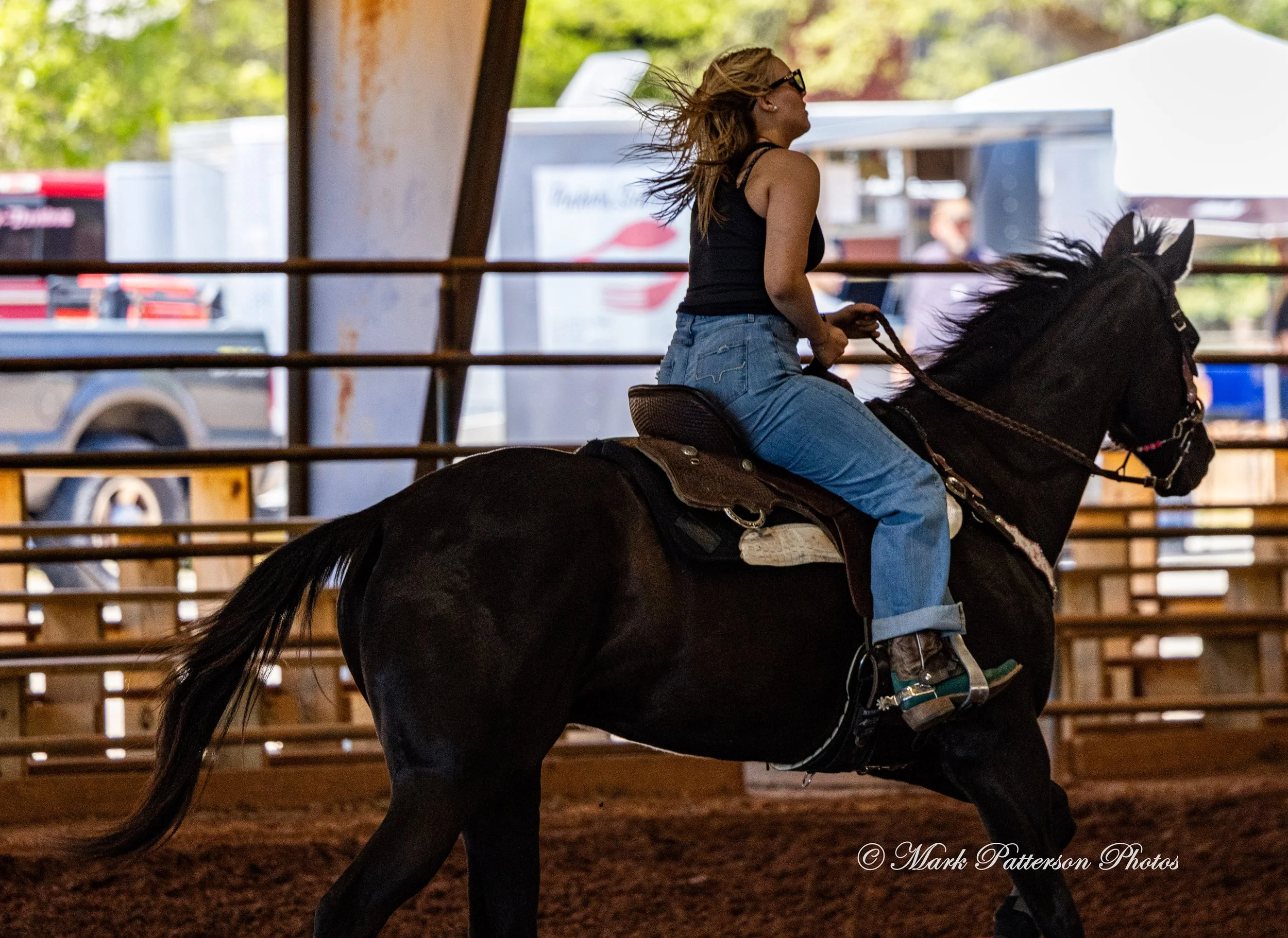 April 11, 2026, a barrel racing team competing at Latigo Farm in Landrum, SC. #1294