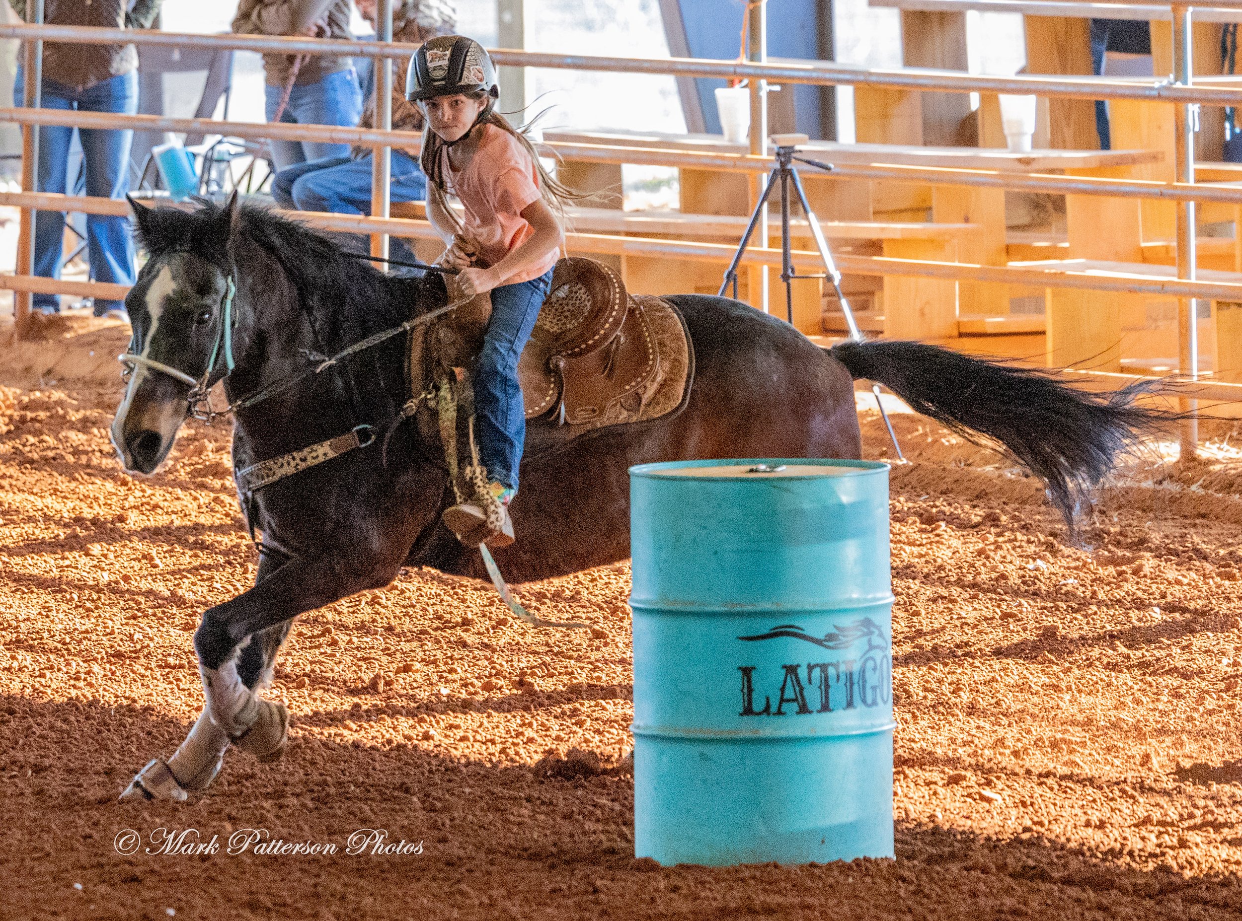 January 4, 2026, a barrel racing team competing at Latigo Farm in Landrum. #17644