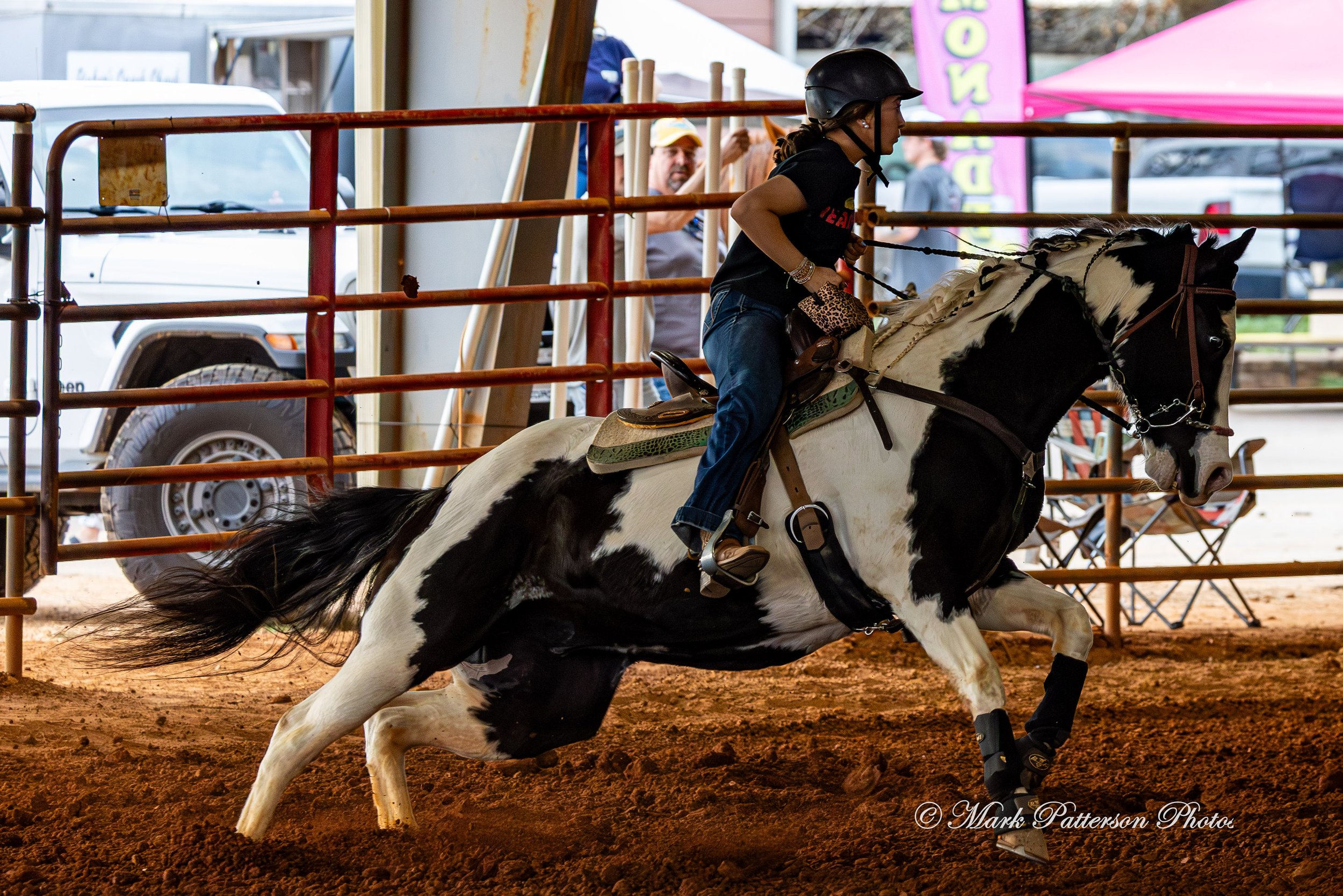 March 1, 2026, a barrel racing team competing at Latigo Farm in Landrum, SC. #25915