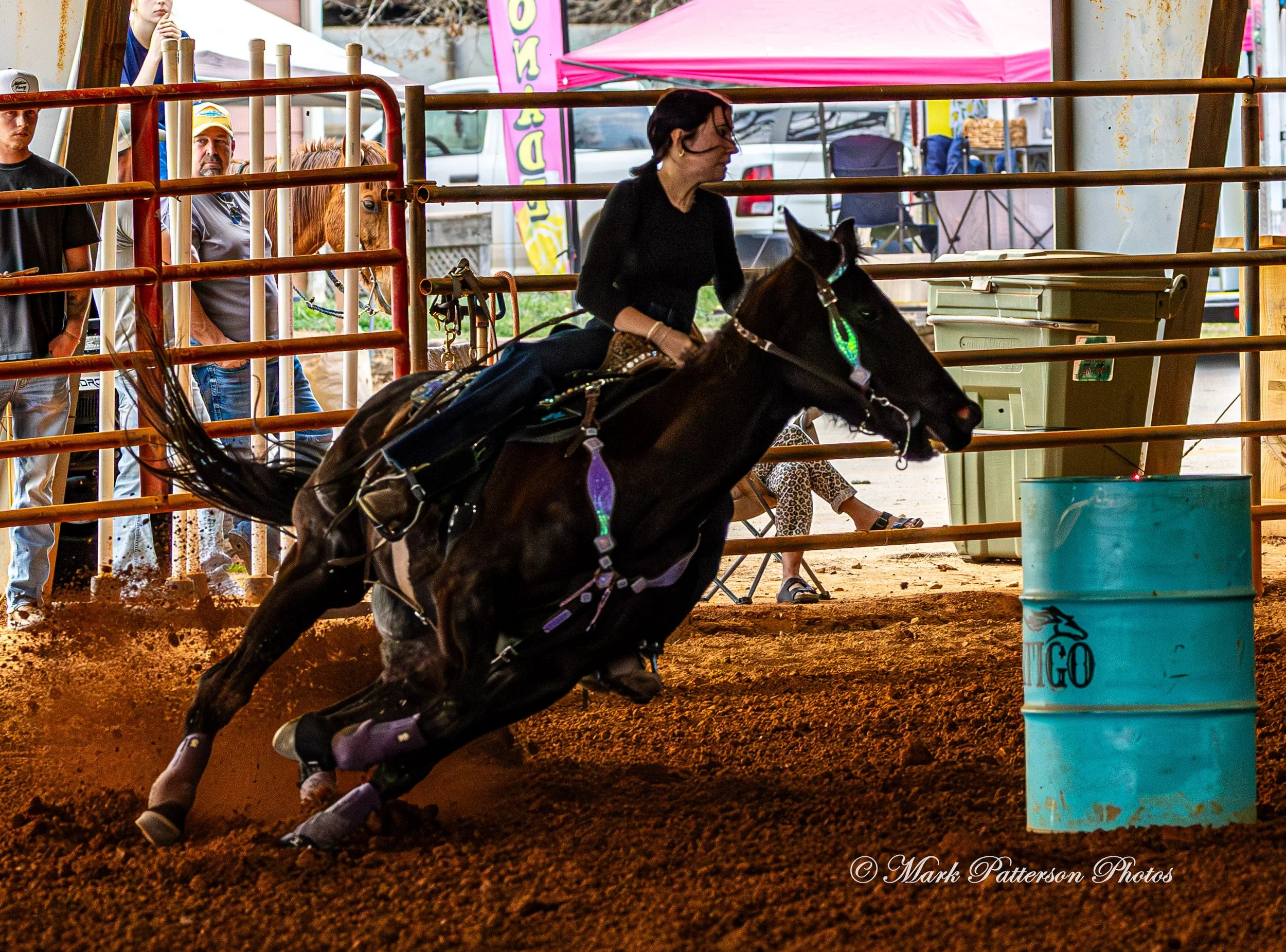 March 1, 2026, a barrel racing team competing at Latigo Farm in Landrum, SC. #25863