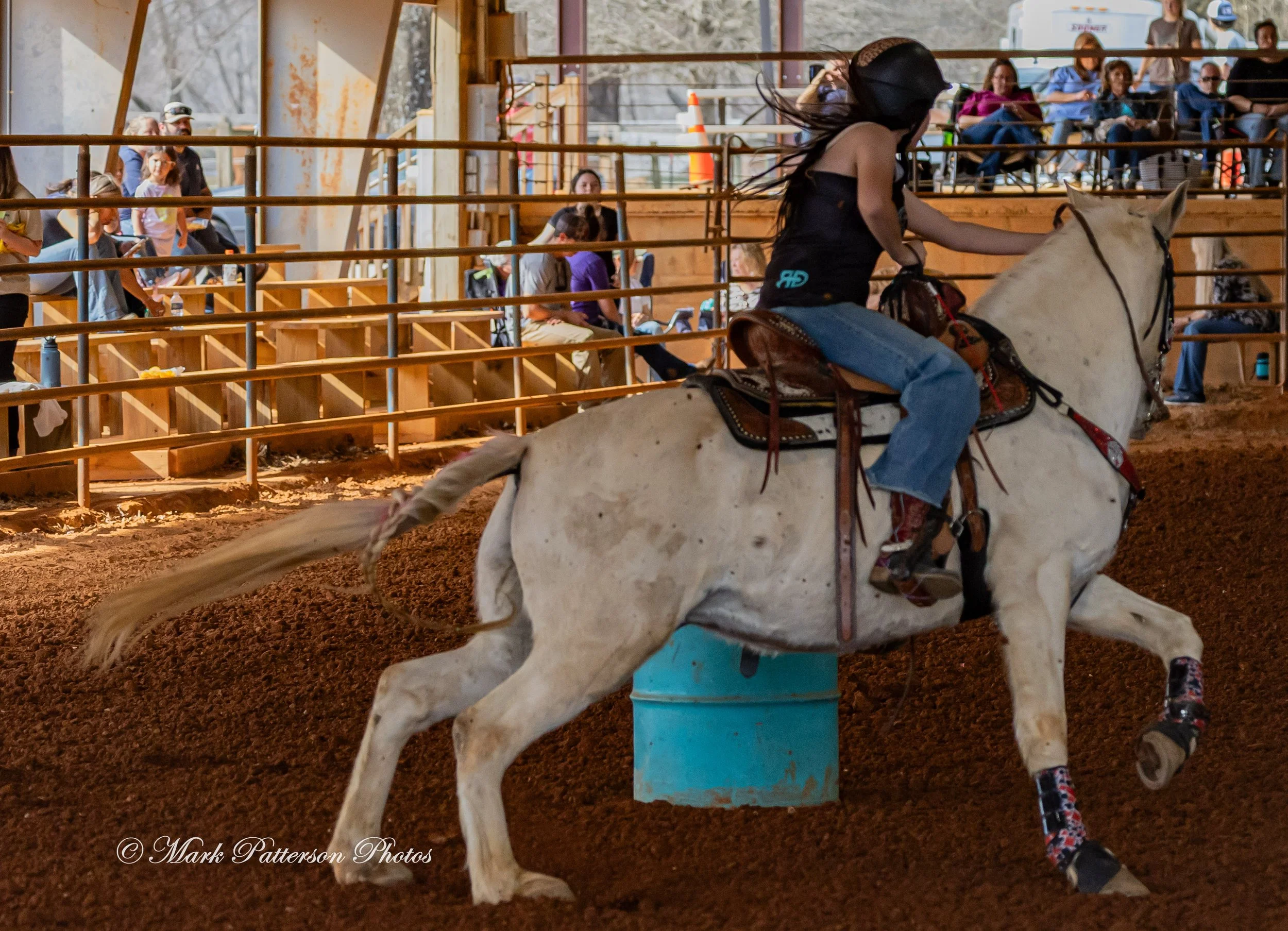 March 1, 2026, a barrel racing team competing at Latigo Farm in Landrum, SC. #25193
