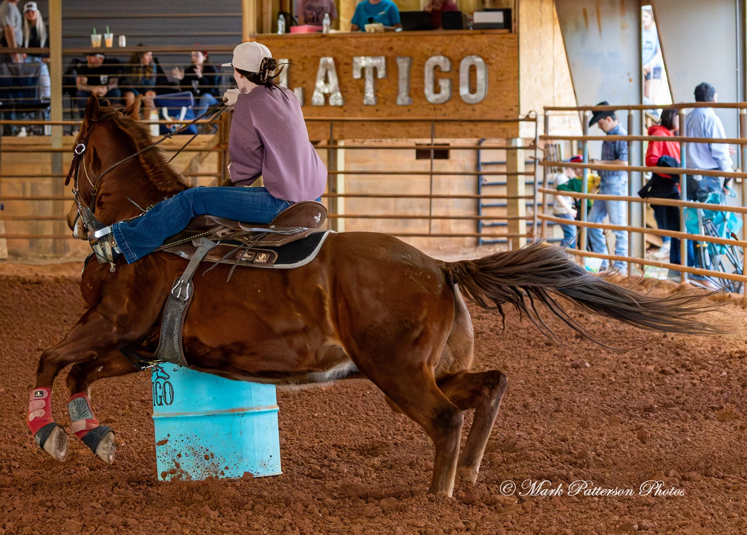 March 1, 2026, a barrel racing team competing at Latigo Farm in Landrum, SC. #26631