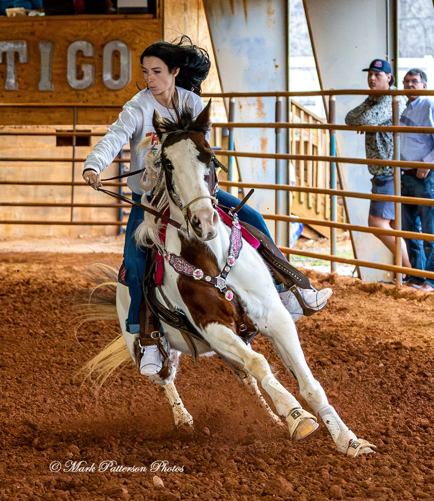 March 1, 2026, a barrel racing team competing at Latigo Farm in Landrum, SC. #26111