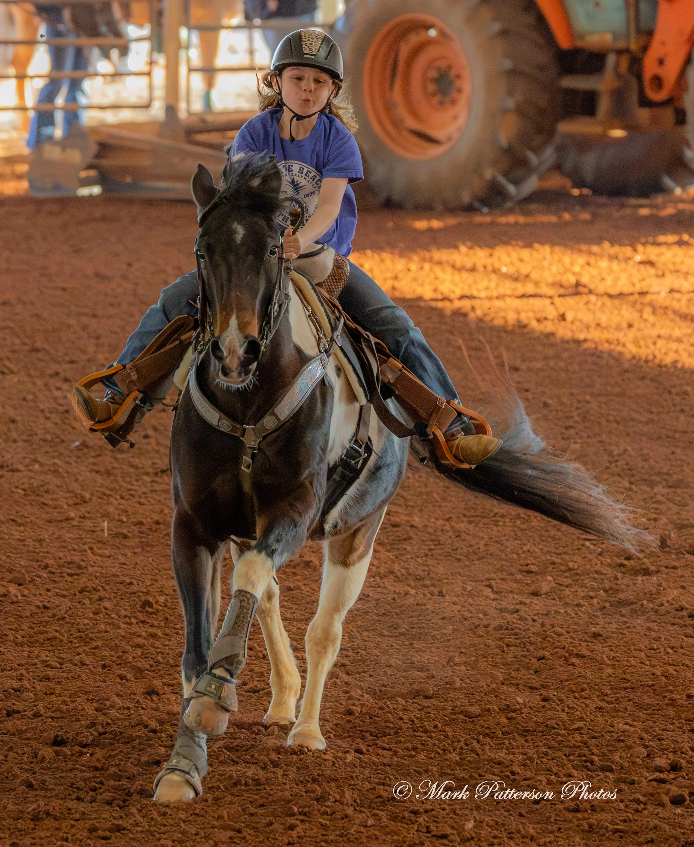 January 4, 2026, a barrel racing team competing at Latigo Farm in Landrum. #17746