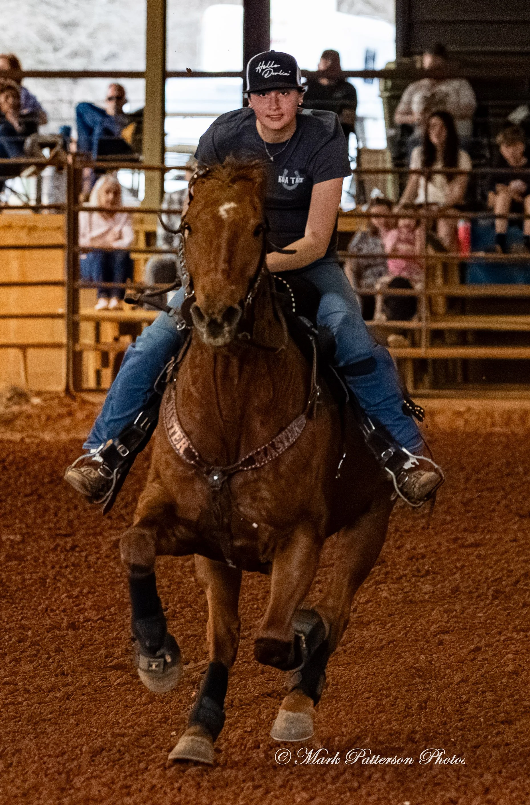 March 1, 2026, a barrel racing team competing at Latigo Farm in Landrum, SC. #25956