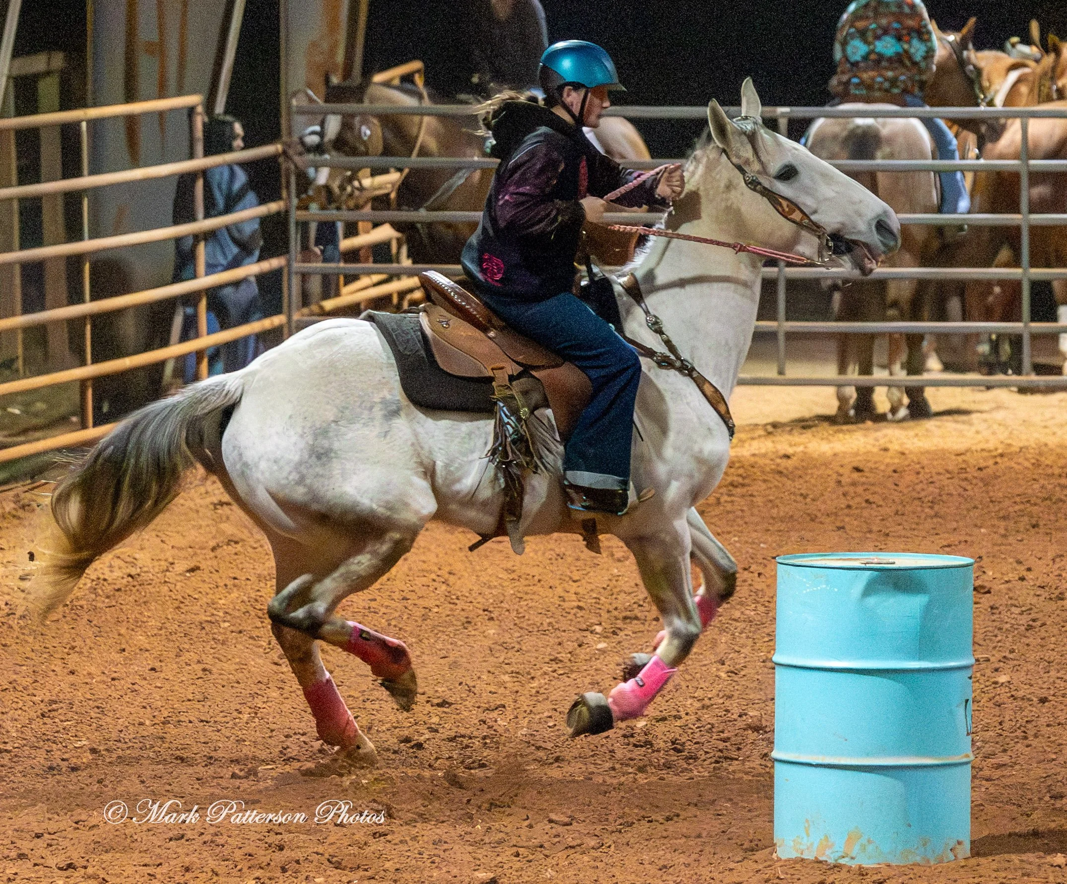 January 4, 2026, a barrel racing team competing at Latigo Farm in Landrum. #20003